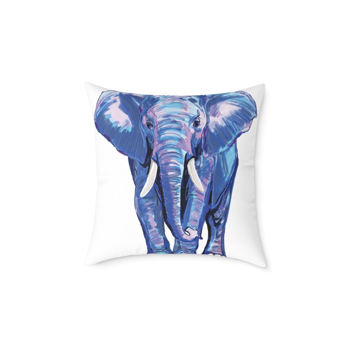 Elephant Canvas Pillow - Throw Pillow for Living Room - Blue Cava
