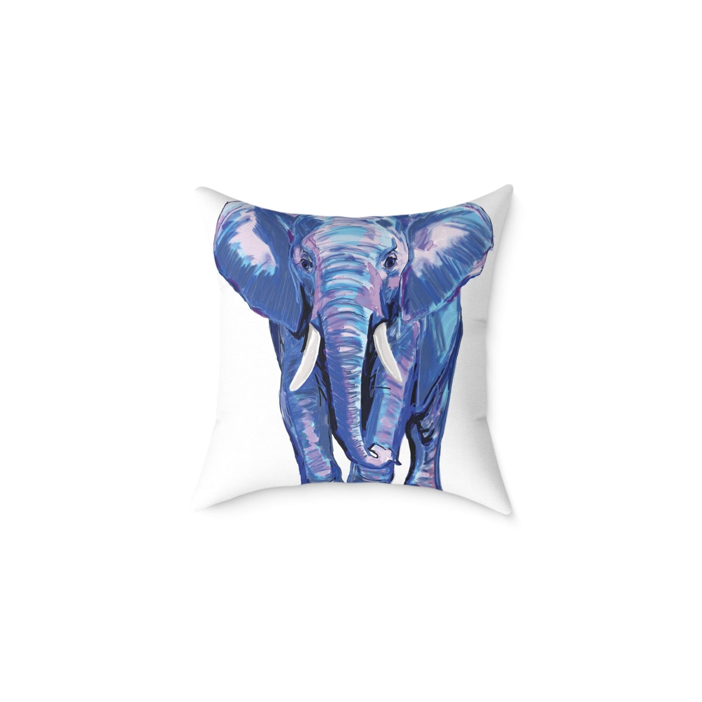 Elephant Canvas Pillow - Throw Pillow for Living Room - Blue Cava