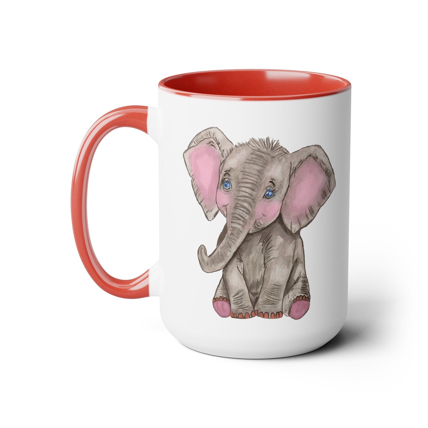 Elephant Two-Tone Coffee Mugs, 15oz - Blue Cava