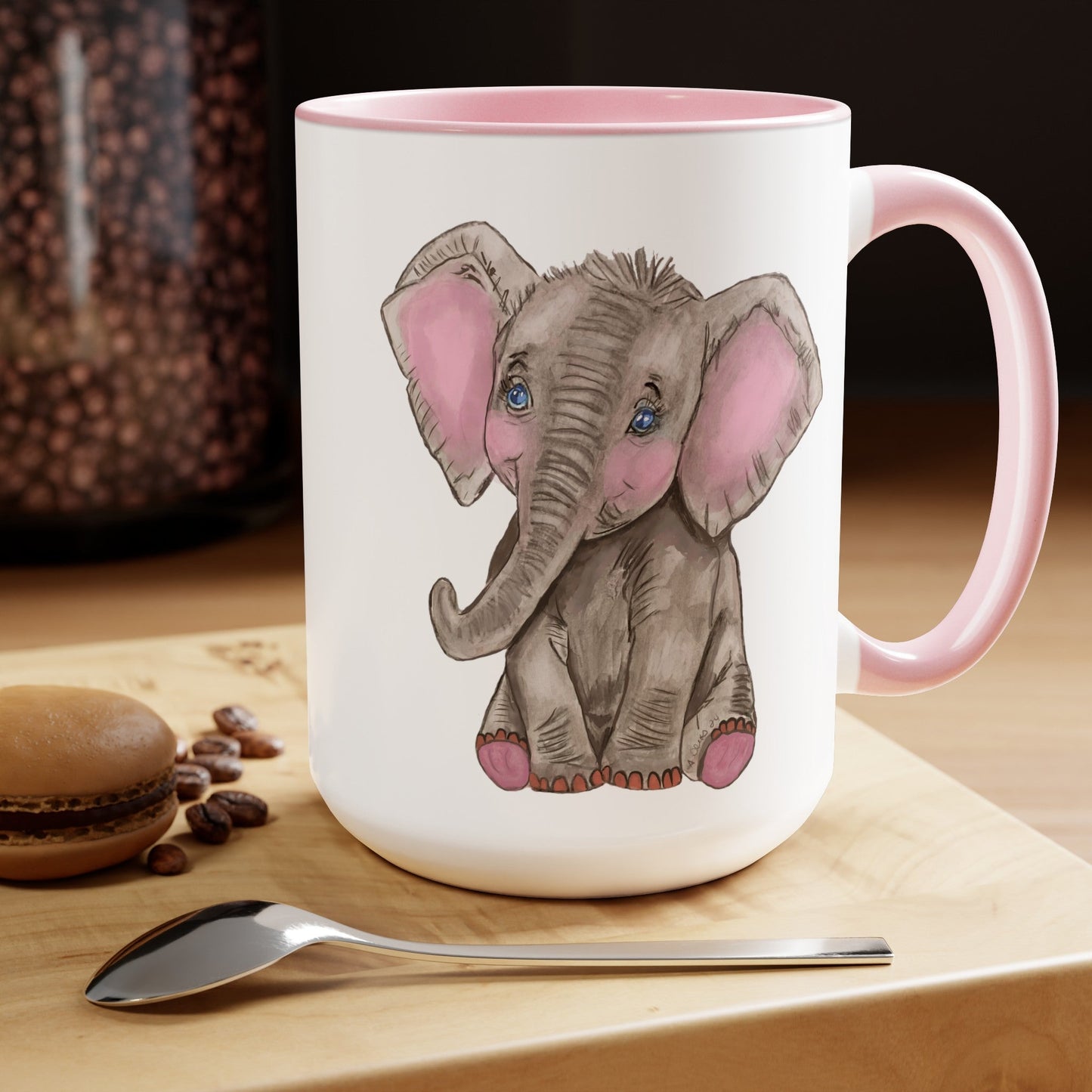 Elephant Two-Tone Coffee Mugs, 15oz - Blue Cava