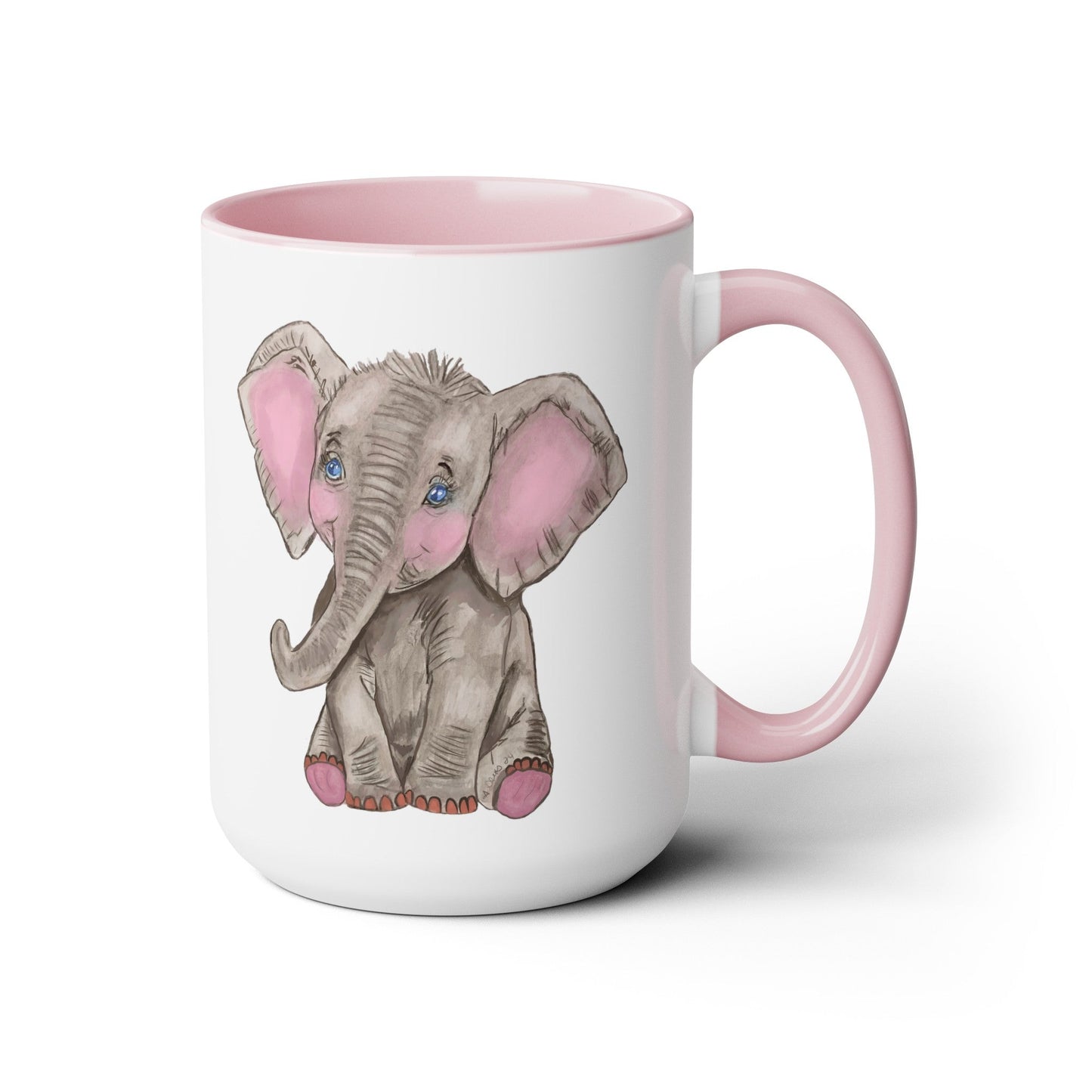 Elephant Two-Tone Coffee Mugs, 15oz - Blue Cava
