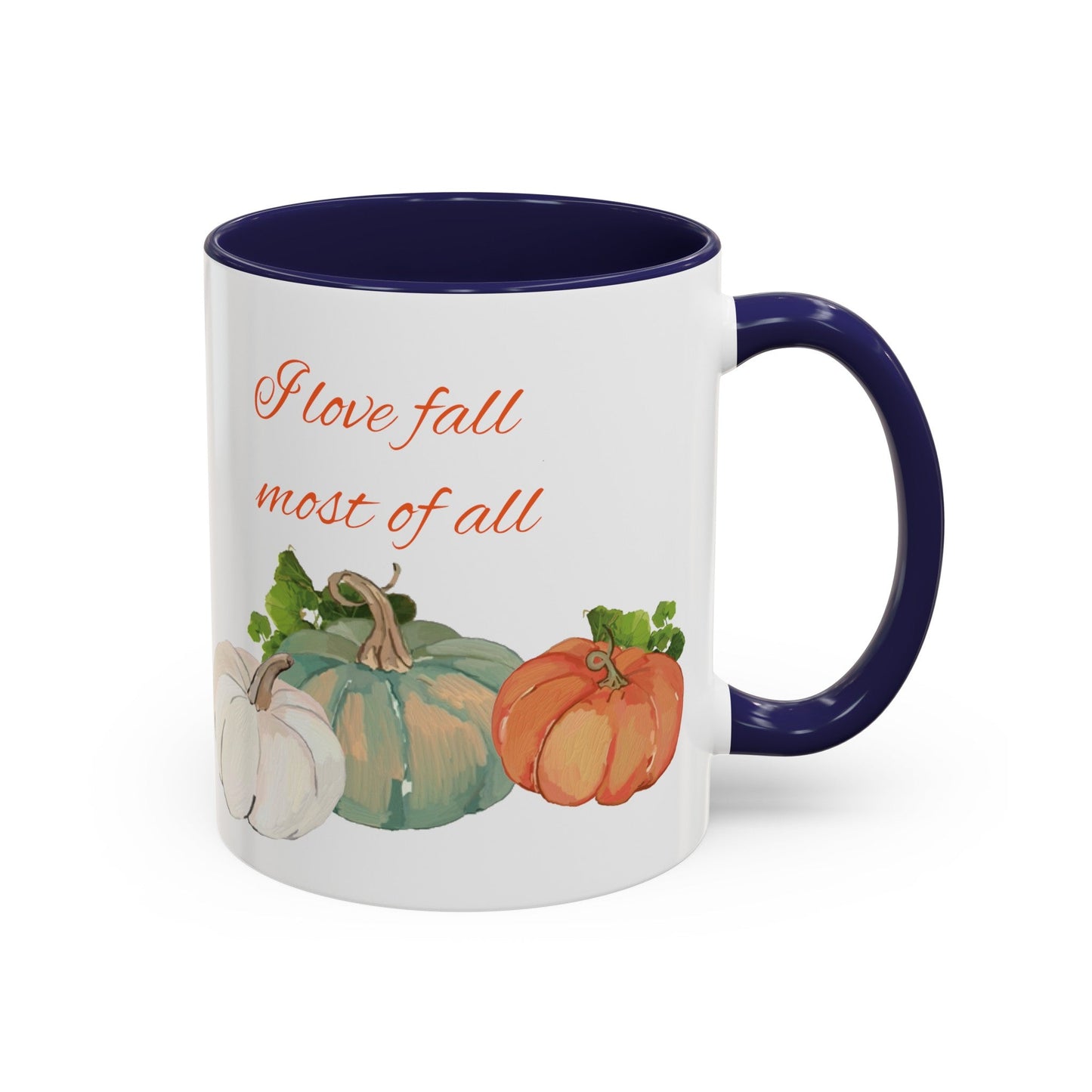 Fall Harvest Two Tone Accent Coffee Mugs (11 oz, 15oz) - Blue Cava