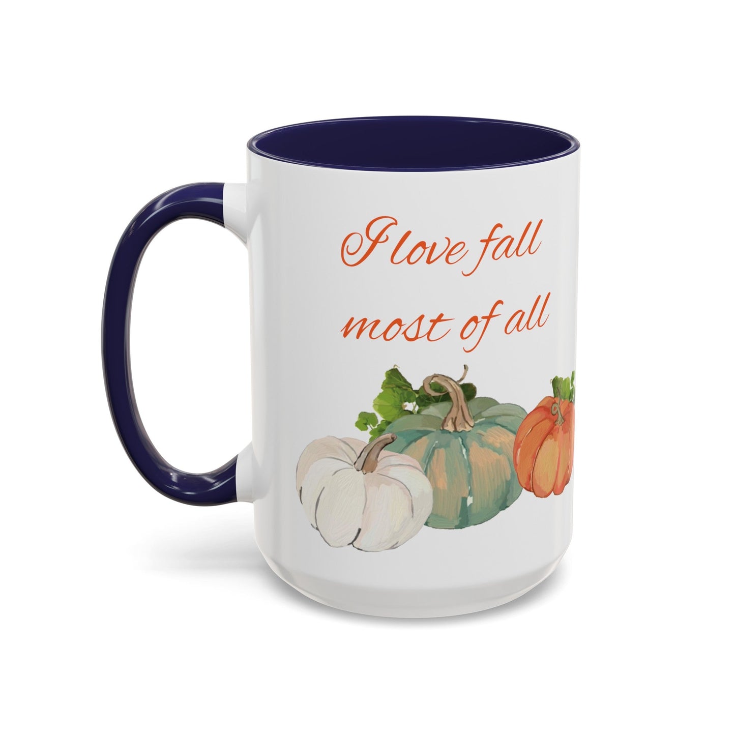 Fall Harvest Two Tone Accent Coffee Mugs (11 oz, 15oz) - Blue Cava