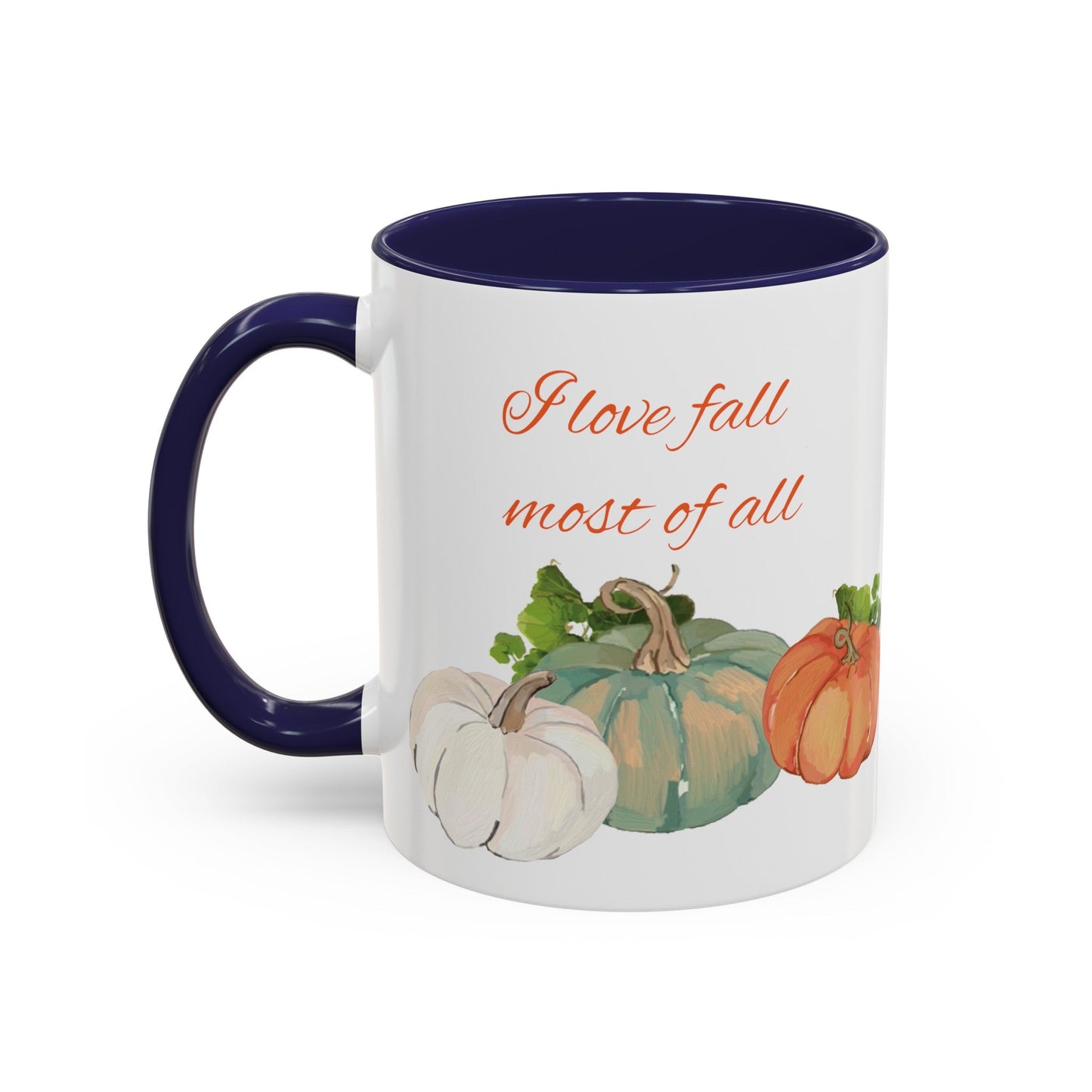Fall Harvest Two Tone Accent Coffee Mugs (11 oz, 15oz) - Blue Cava