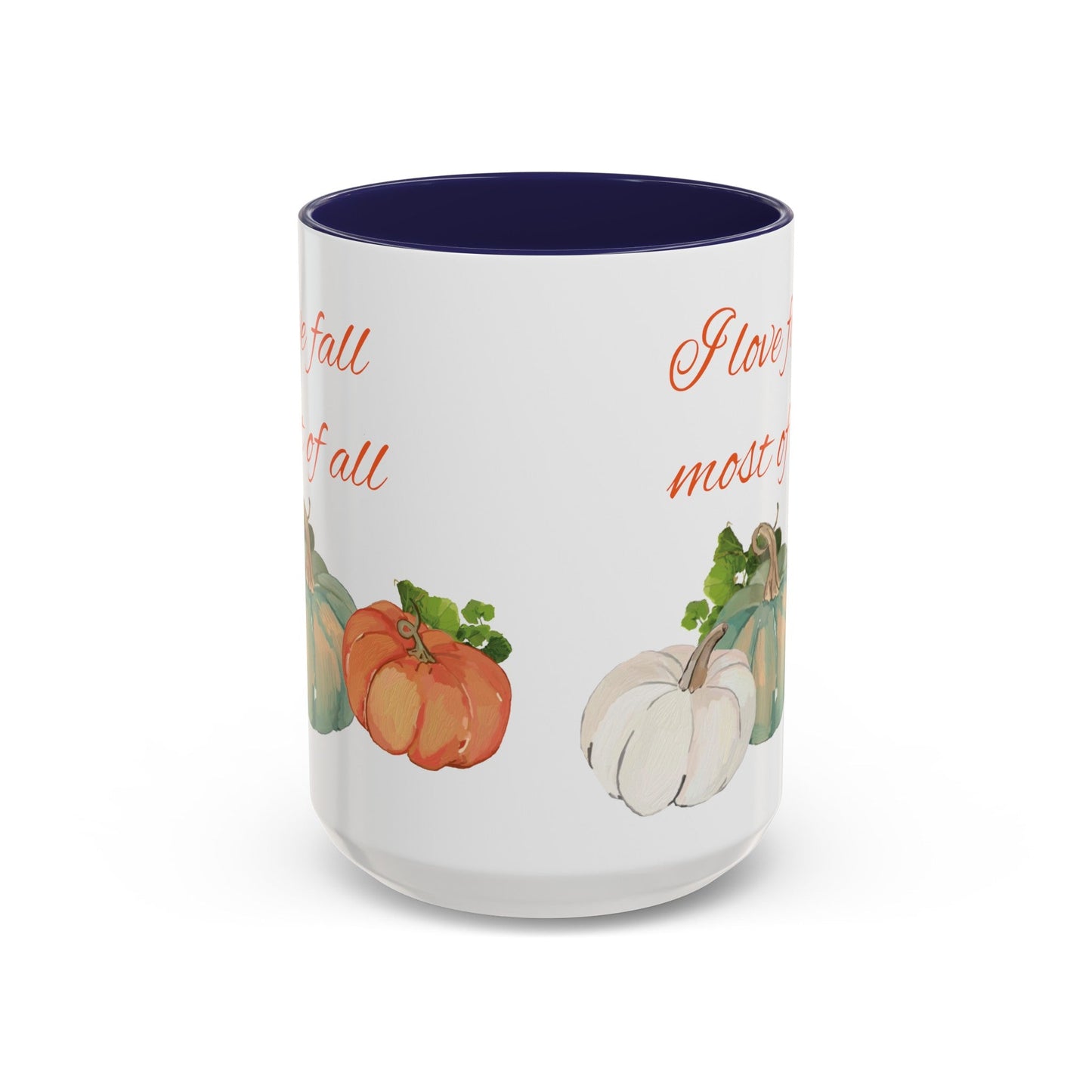 Fall Harvest Two Tone Accent Coffee Mugs (11 oz, 15oz) - Blue Cava