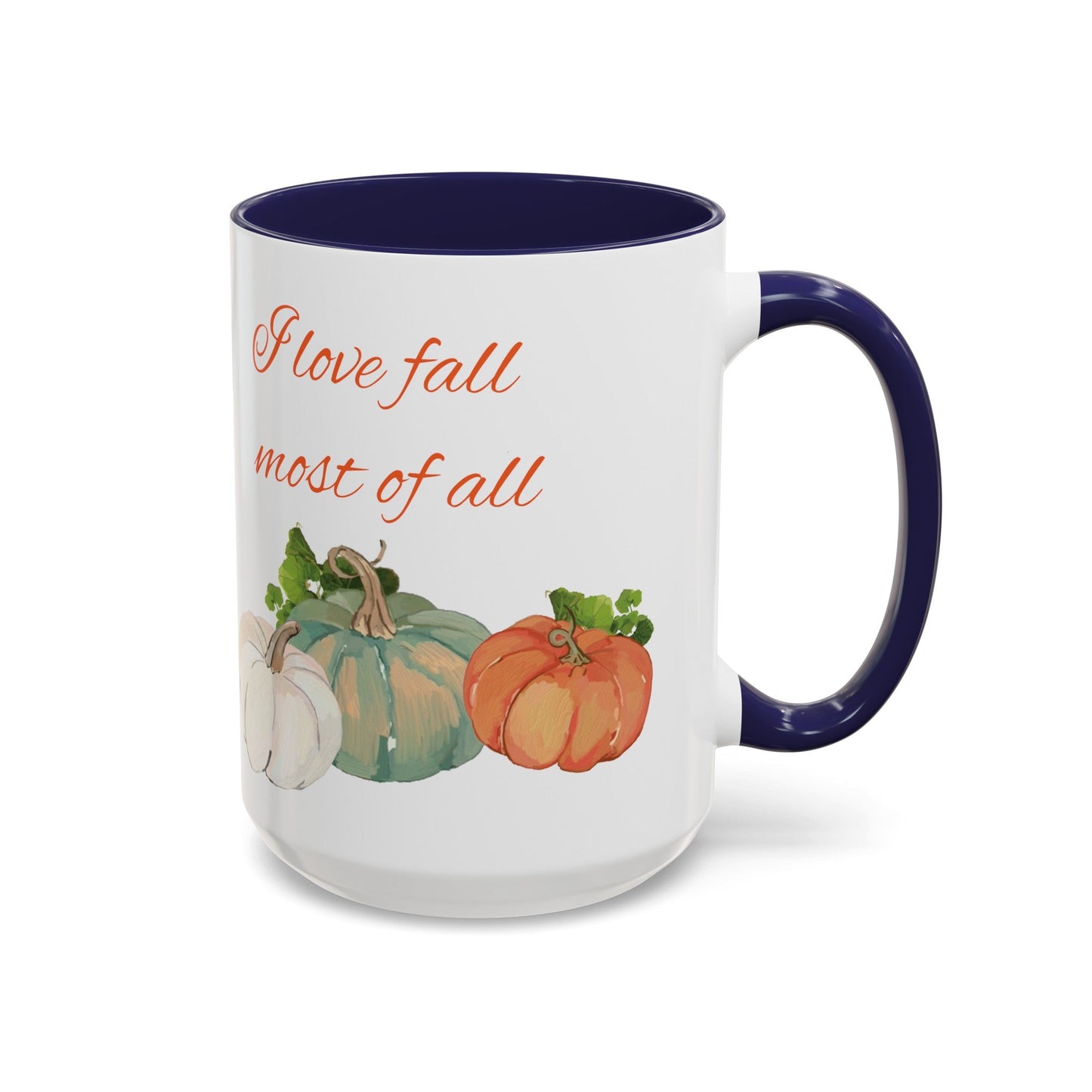 Fall Harvest Two Tone Accent Coffee Mugs (11 oz, 15oz) - Blue Cava
