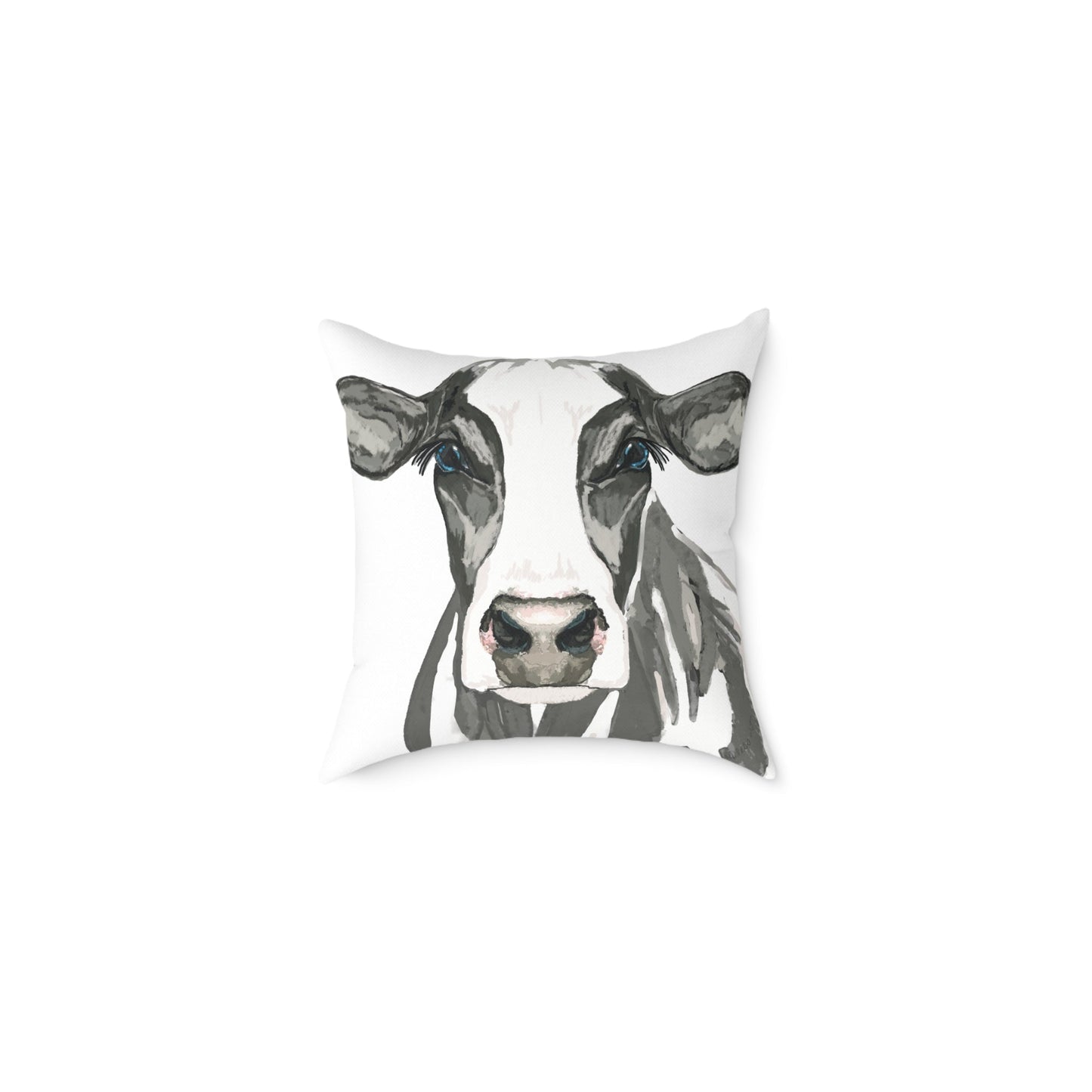 Farmhouse Cow Square Poly Canvas Pillows - Blue Cava