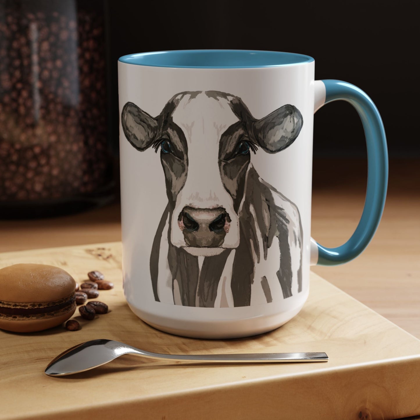 Farmhouse Cow Two Tone Ceramic Mug - 11oz & 15oz - Blue Cava