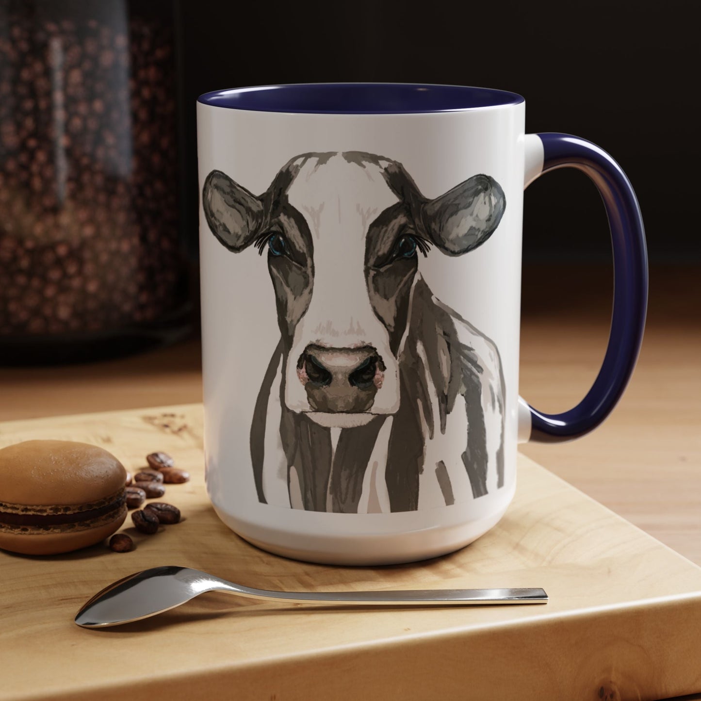 Farmhouse Cow Two Tone Ceramic Mug - 11oz & 15oz - Blue Cava
