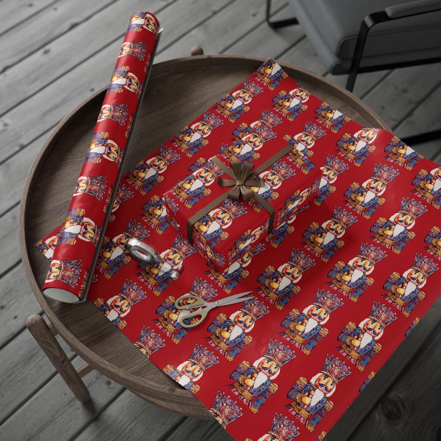 Festive Christmas Nutcracker Wrapping Papers, Holiday Wrapping Eco - Friendly - Blue Cava