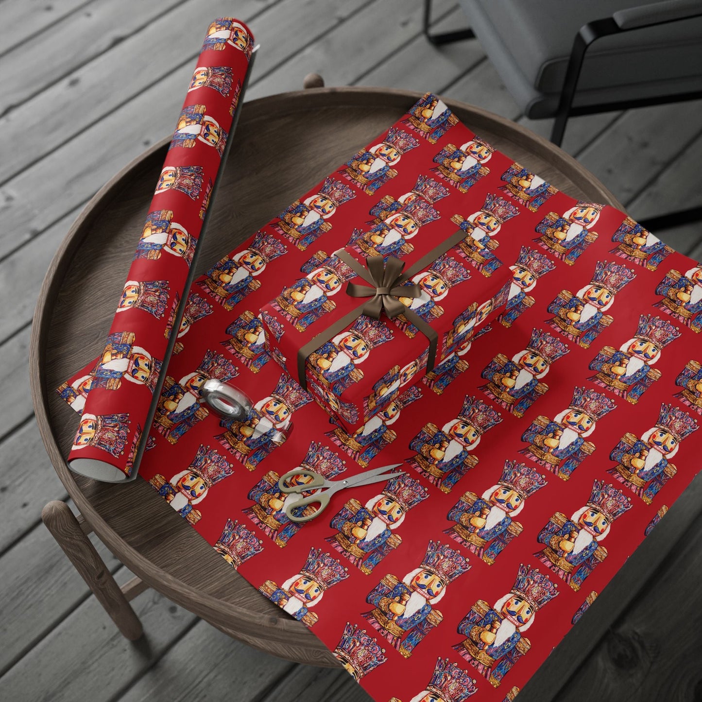 Festive Christmas Nutcracker Wrapping Papers, Holiday Wrapping Eco - Friendly - Blue Cava