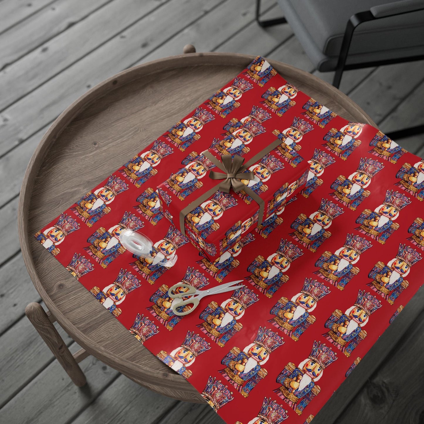 Festive Christmas Nutcracker Wrapping Papers, Holiday Wrapping Eco - Friendly - Blue Cava