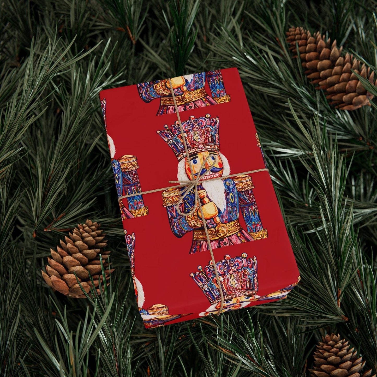 Festive Christmas Nutcracker Wrapping Papers, Holiday Wrapping Eco - Friendly - Blue Cava