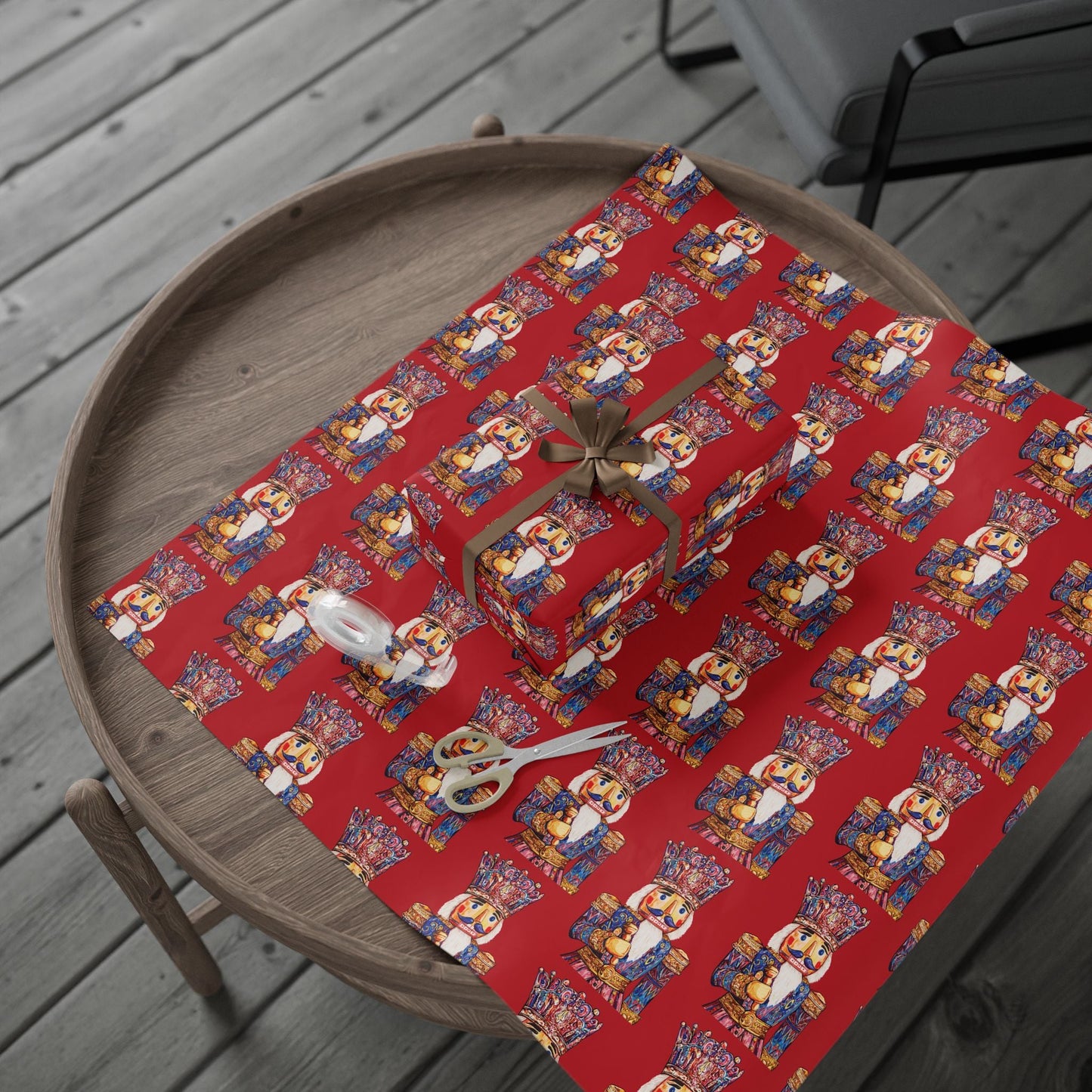 Festive Christmas Nutcracker Wrapping Papers, Holiday Wrapping Eco - Friendly - Blue Cava