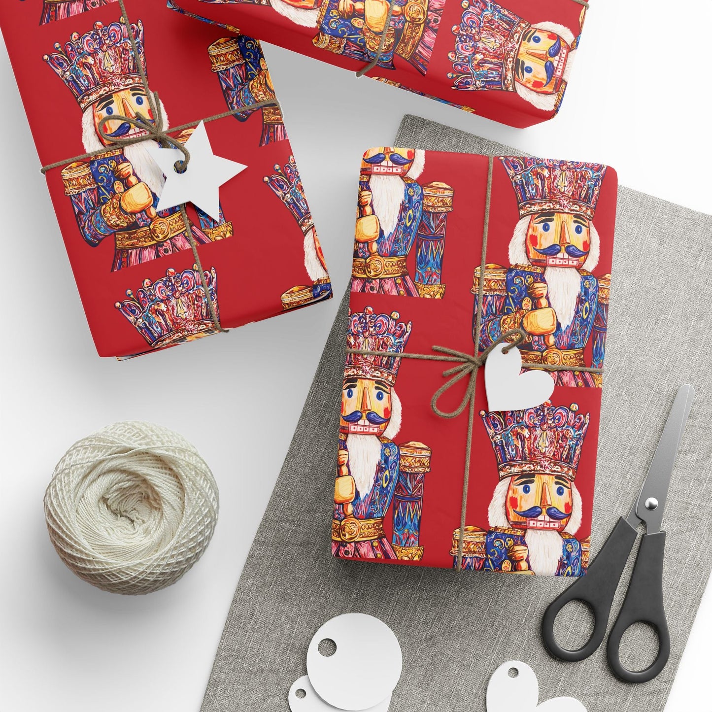 Festive Christmas Nutcracker Wrapping Papers, Holiday Wrapping Eco - Friendly - Blue Cava