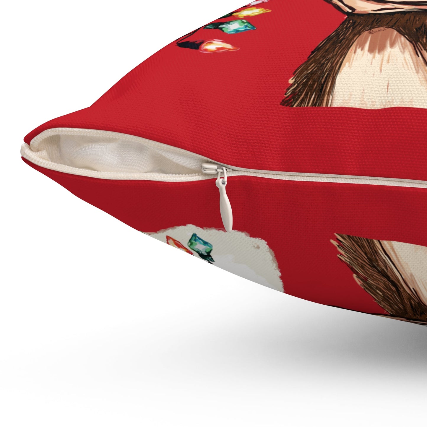 Festive Christmas Reindeer Throw Pillow, Holiday Accent, Festive Home Decor - Blue Cava
