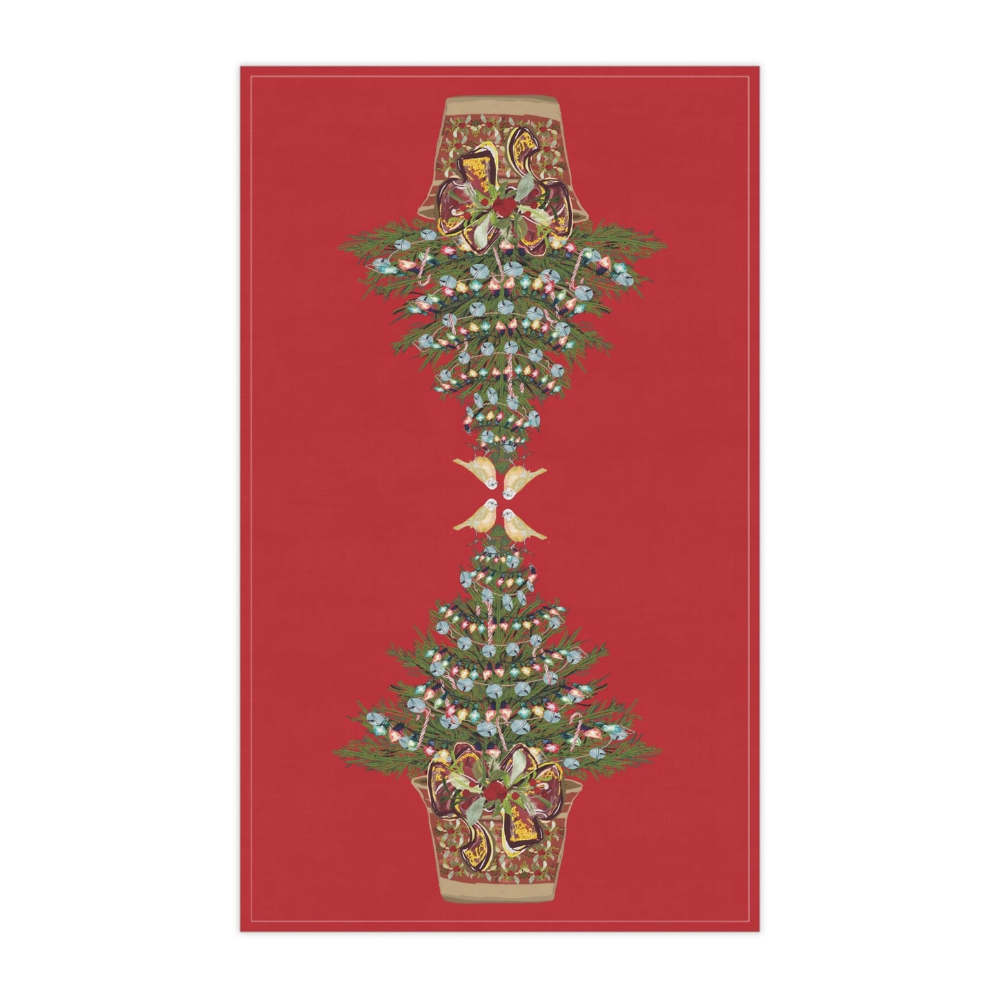 Festive Christmas Tree Tea Towels, Christmas Kitchen Decor, Holiday Decor, Seasonal Linens - Blue Cava