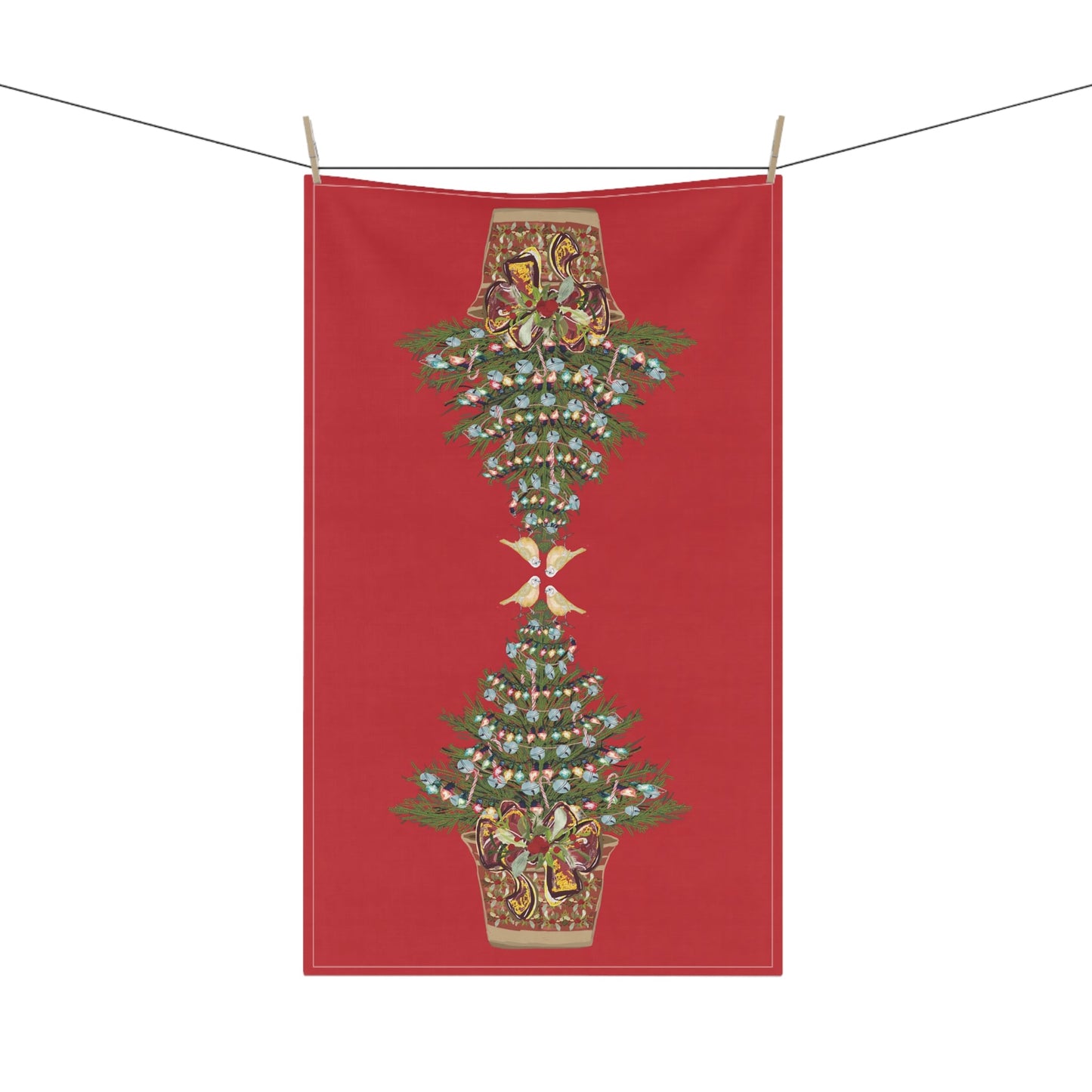 Festive Christmas Tree Tea Towels, Christmas Kitchen Decor, Holiday Decor, Seasonal Linens - Blue Cava