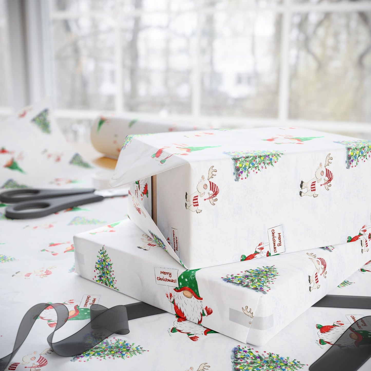 Festive Christmas Wrapping Paper, Eco - Friendly Gift Wrap - Blue Cava