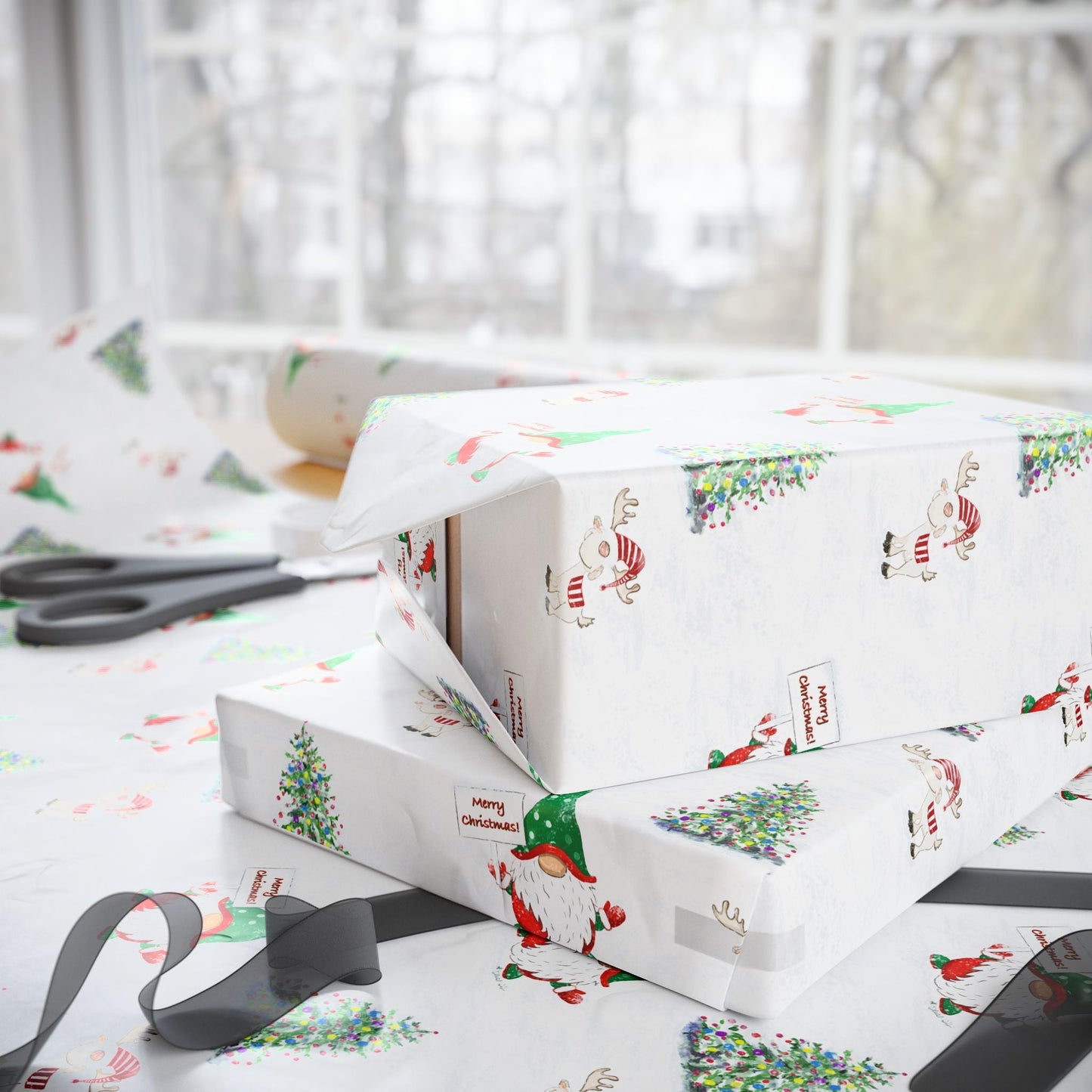 Festive Christmas Wrapping Paper, Eco - Friendly Gift Wrap - Blue Cava