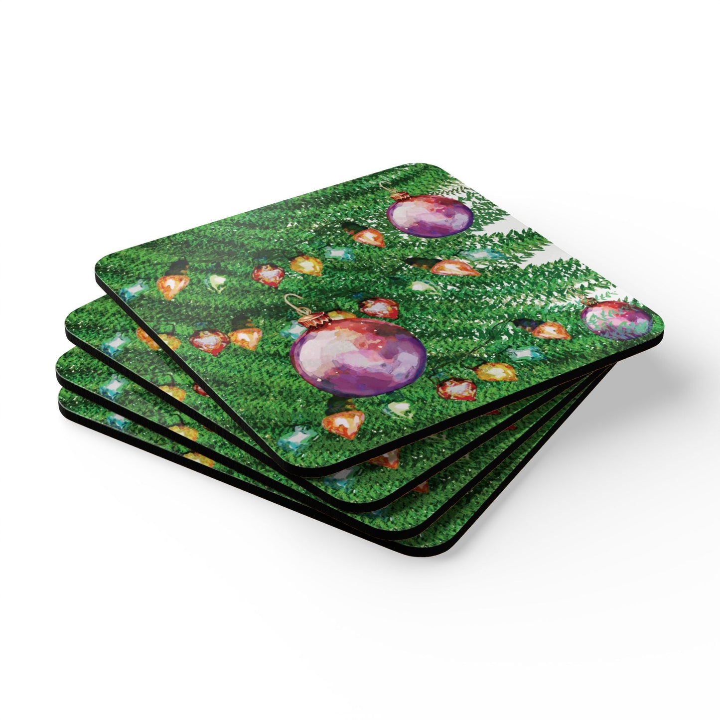 Festive Corkwood Coaster Set, Eco - Friendly Coasters - Blue Cava