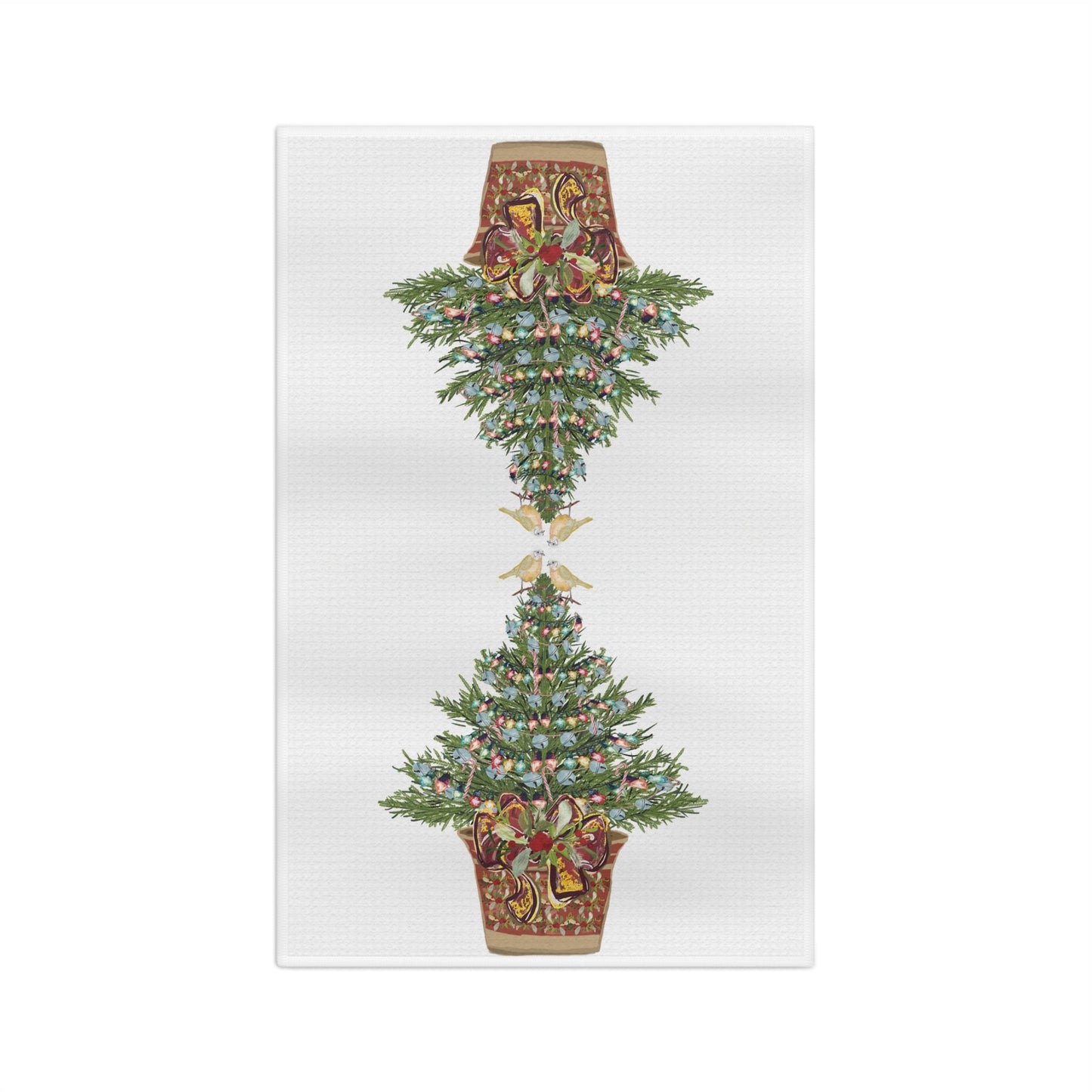 Festive Holiday Microfiber Waffle Towel, Christmas Kitchen Decor - Blue Cava