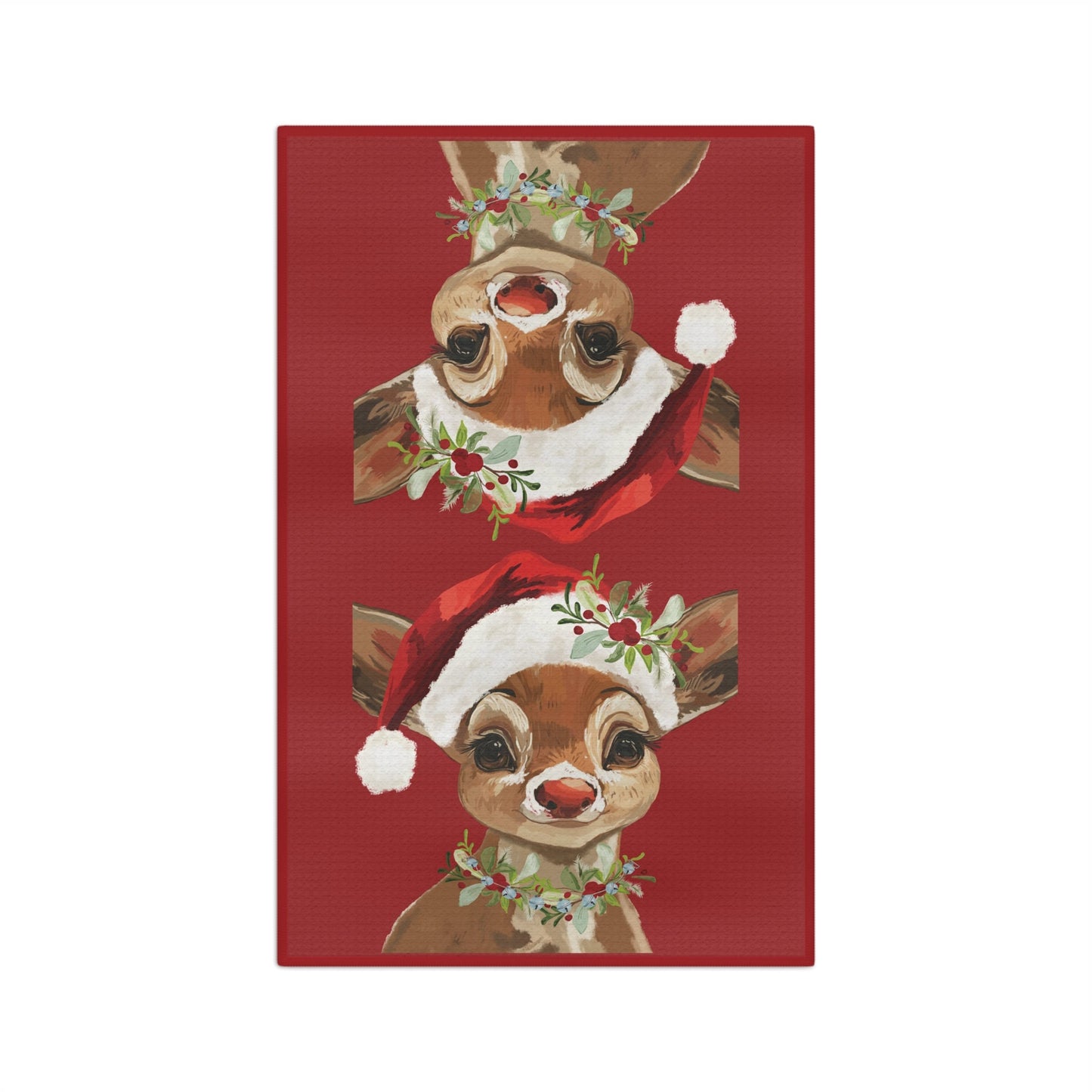 Festive Reindeer “Cinnamon” Microfiber Waffle Kitchen Towel - Blue Cava