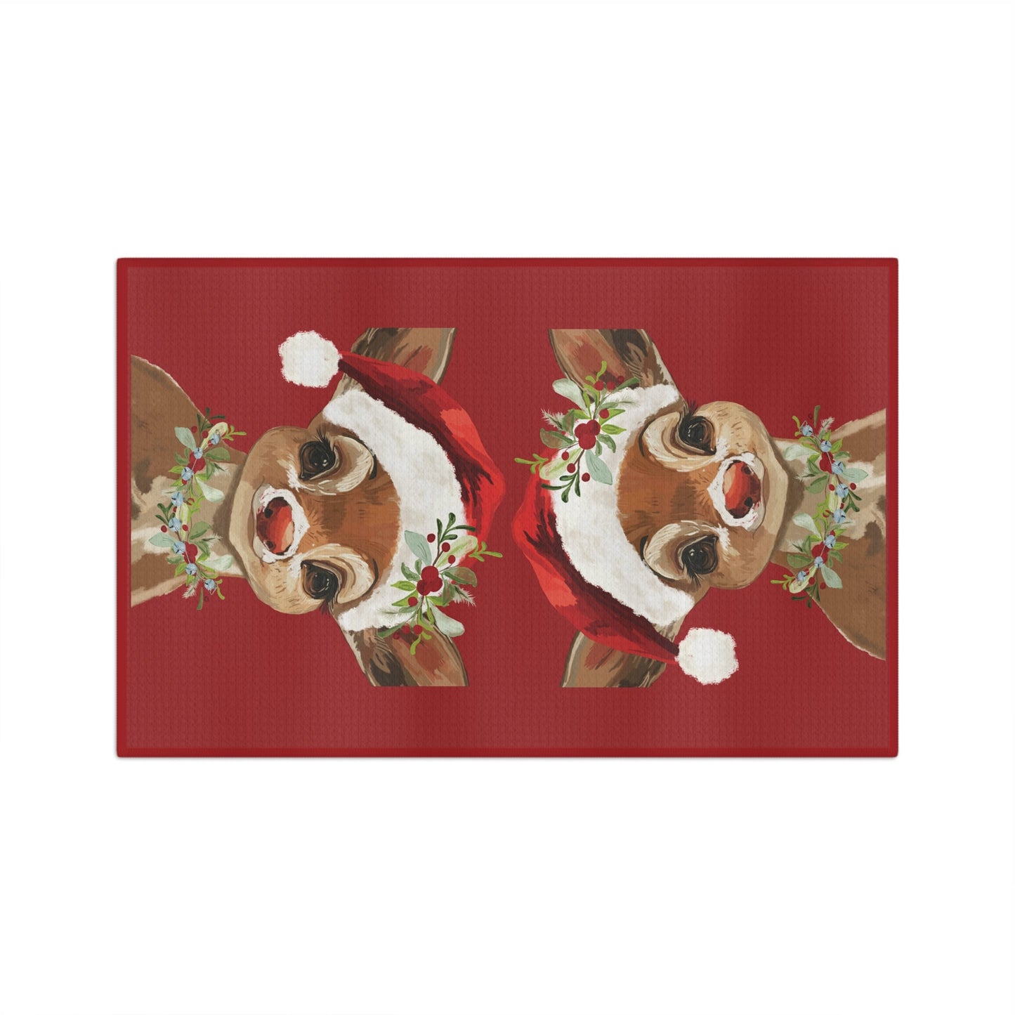 Festive Reindeer “Cinnamon” Microfiber Waffle Kitchen Towel - Blue Cava