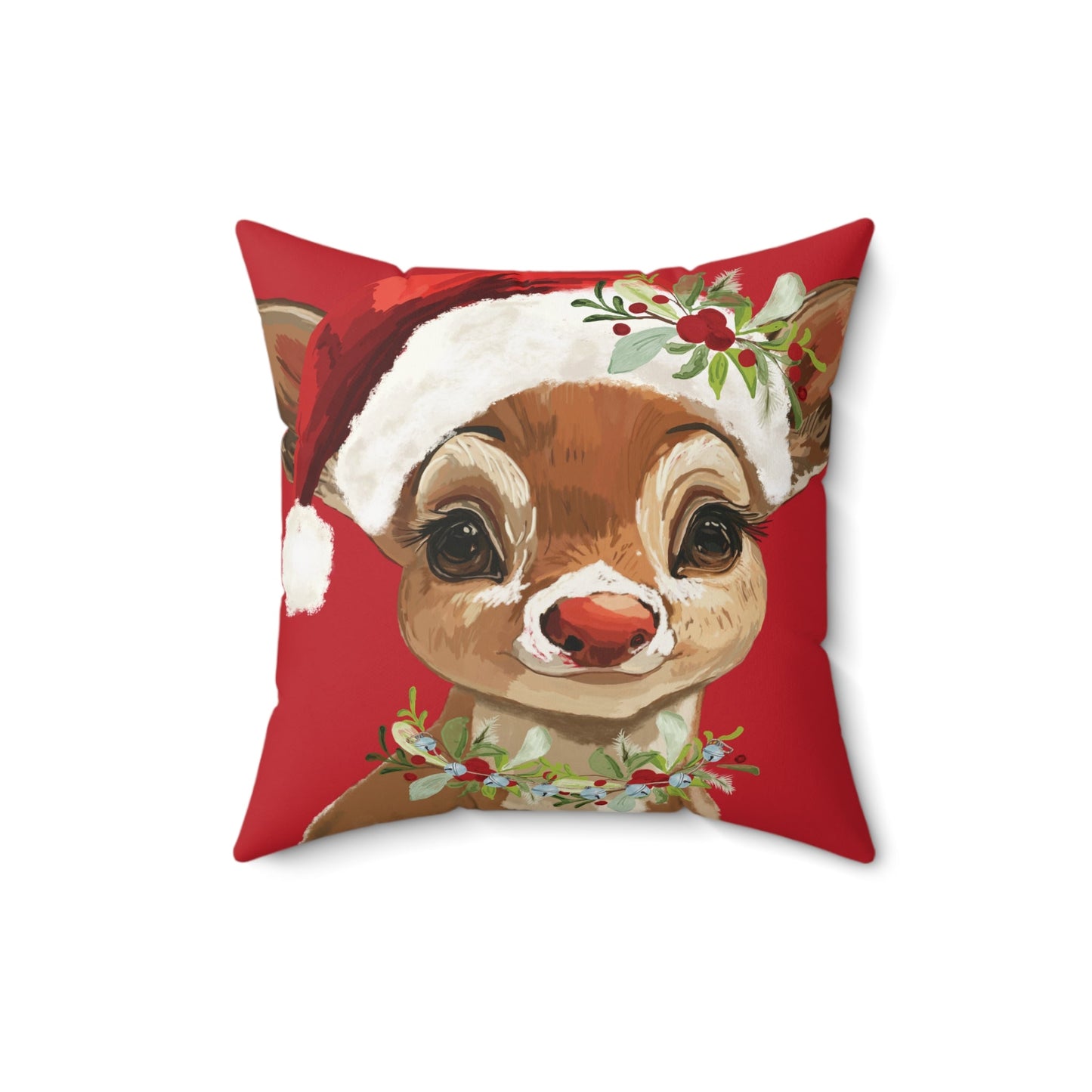 Festive Reindeer Holiday Pillow | Cute Reindeer Decor, Holiday Home Decor, Christmas Home Accent Pillow - Blue Cava