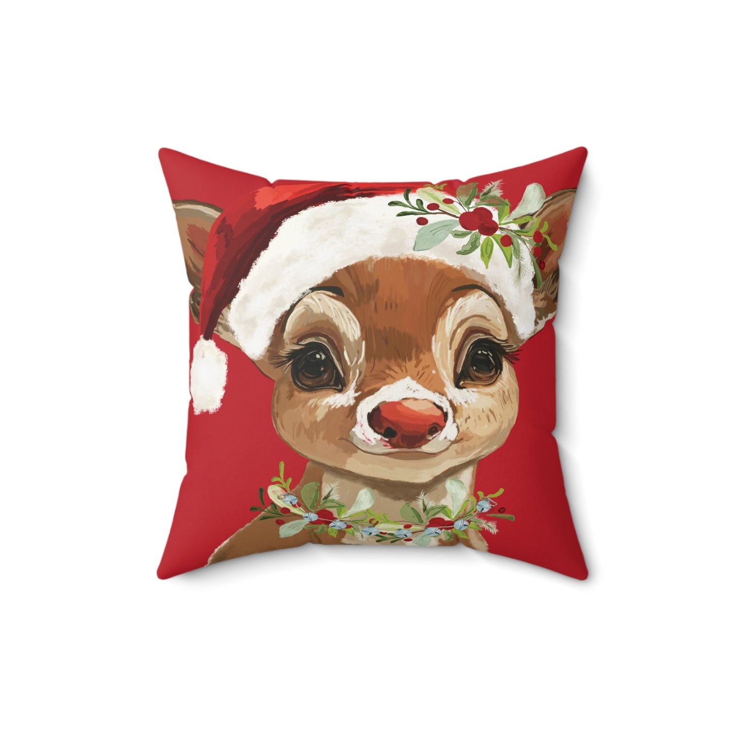 Festive Reindeer Holiday Pillow | Cute Reindeer Decor, Holiday Home Decor, Christmas Home Accent Pillow - Blue Cava