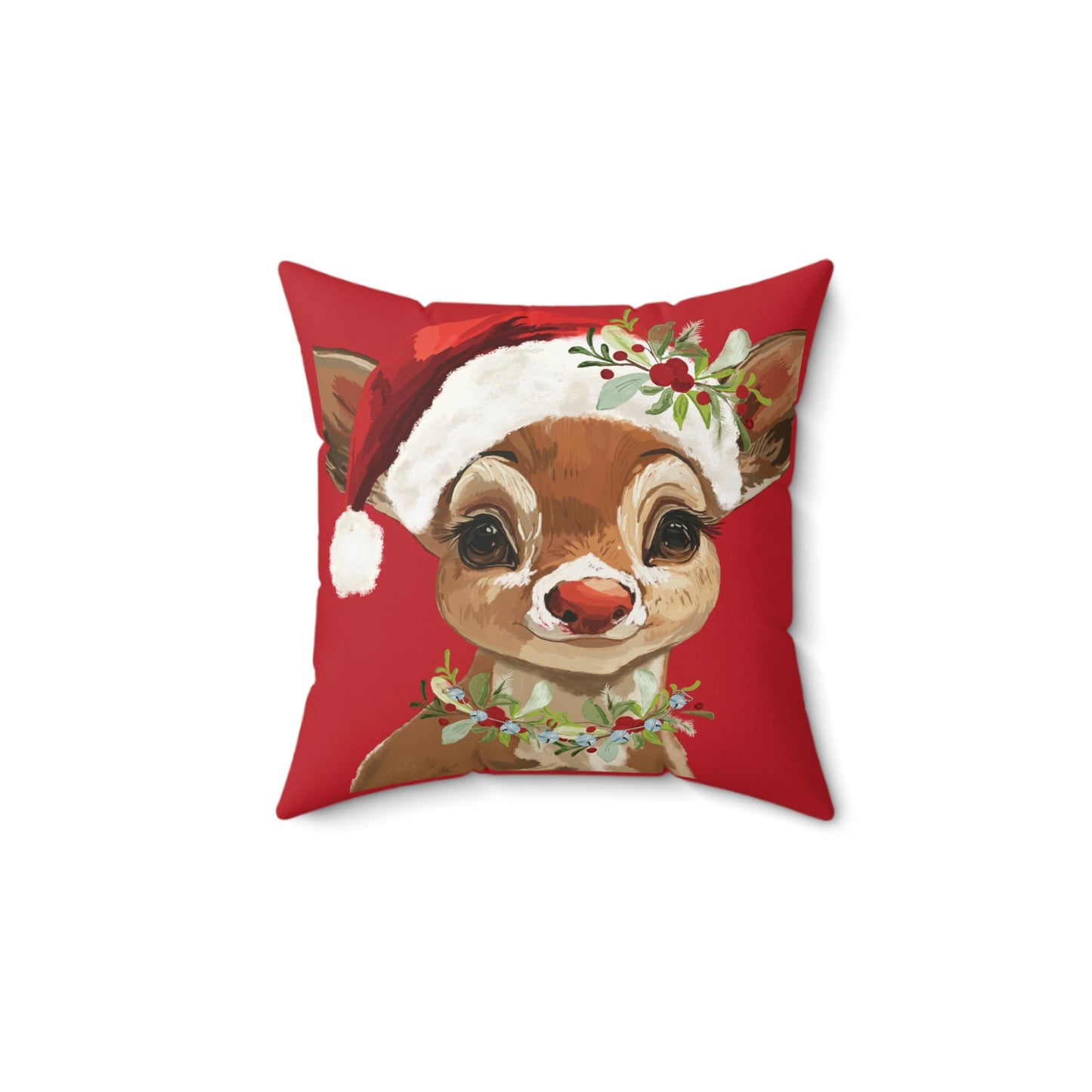 Festive Reindeer Holiday Pillow | Cute Reindeer Decor, Holiday Home Decor, Christmas Home Accent Pillow - Blue Cava