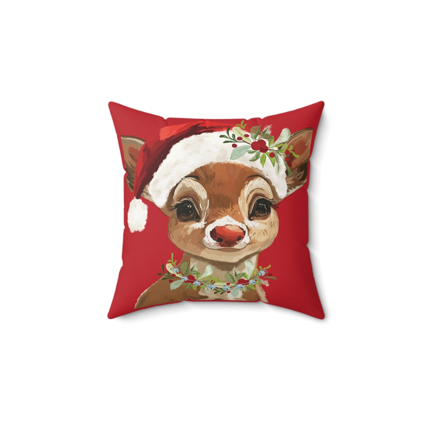 Festive Reindeer Holiday Pillow | Cute Reindeer Decor, Holiday Home Decor, Christmas Home Accent Pillow - Blue Cava