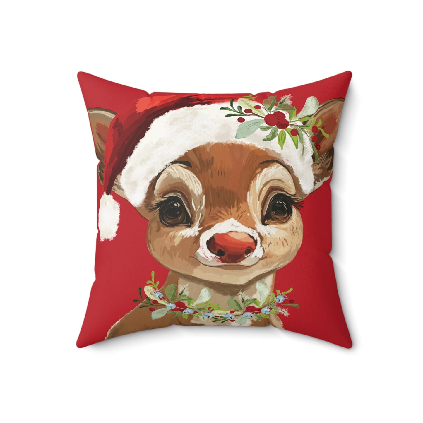 Festive Reindeer Holiday Pillow | Cute Reindeer Decor, Holiday Home Decor, Christmas Home Accent Pillow - Blue Cava