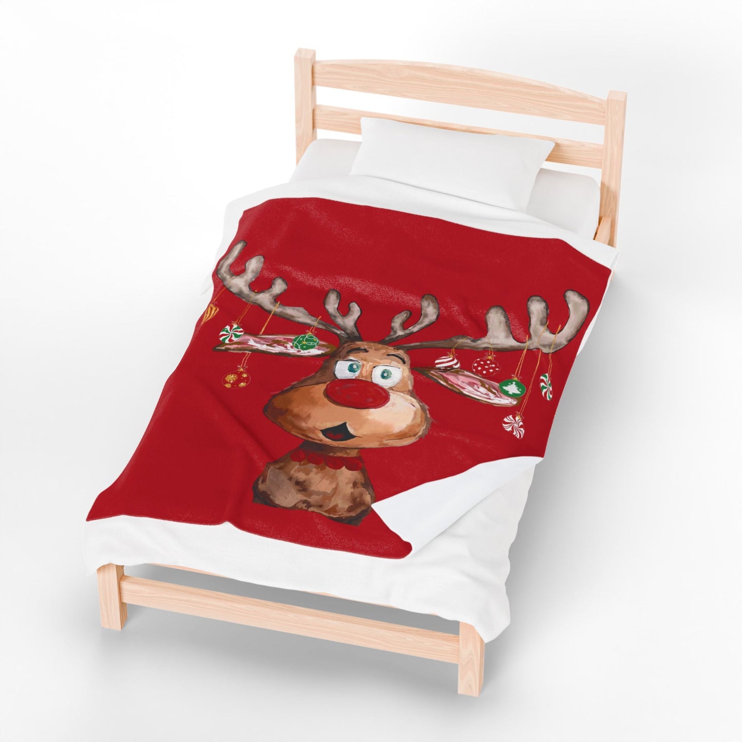 Festive Reindeer Plush Blanket | Cozy Holiday Decor - Blue Cava