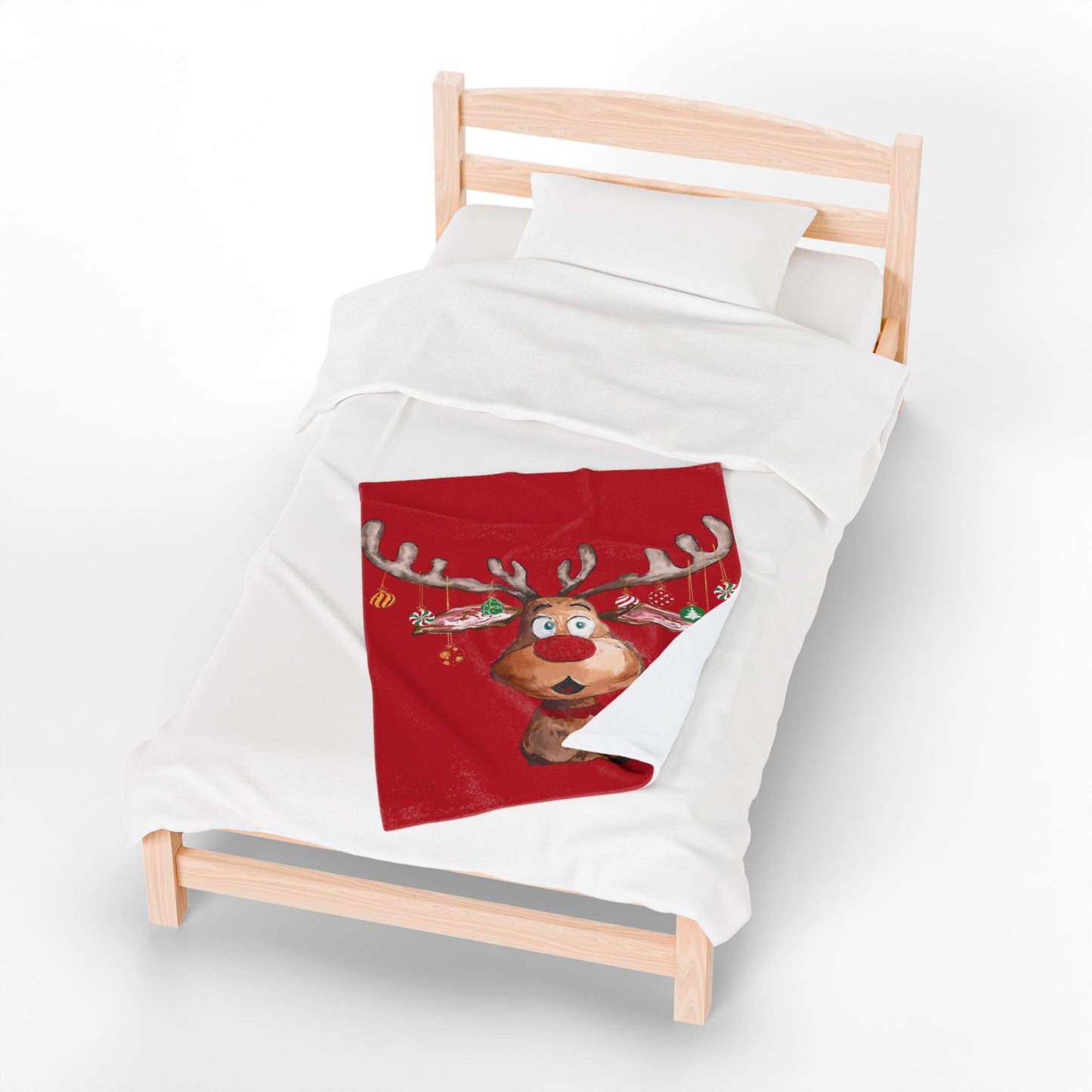Festive Reindeer Plush Blanket | Cozy Holiday Decor - Blue Cava