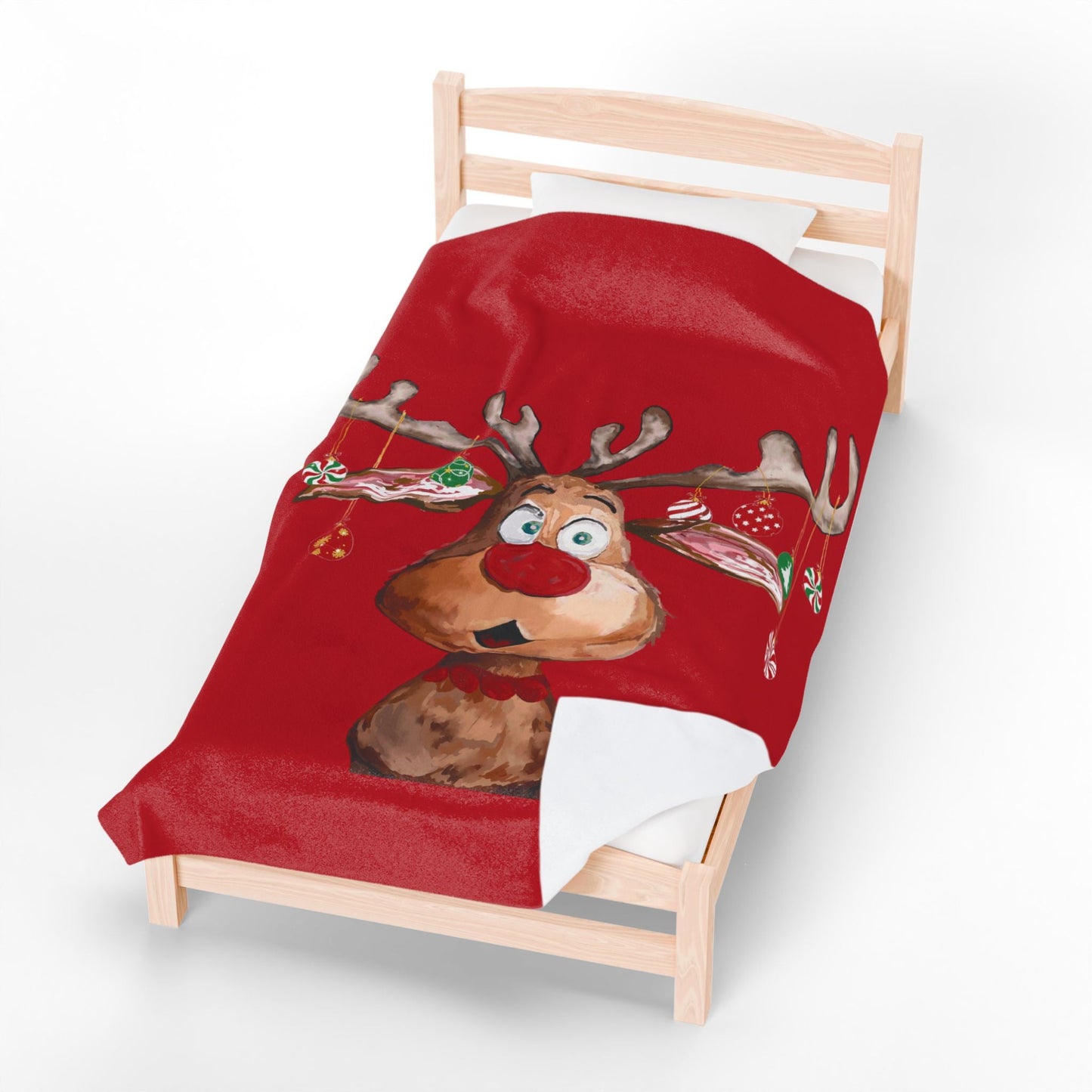 Festive Reindeer Plush Blanket | Cozy Holiday Decor - Blue Cava