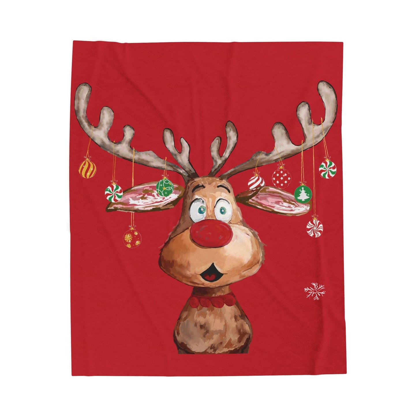 Festive Reindeer Plush Blanket | Cozy Holiday Decor - Blue Cava
