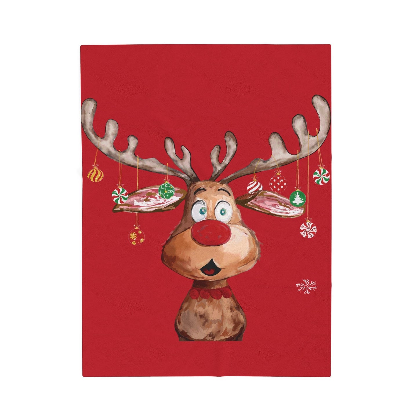 Festive Reindeer Plush Blanket | Cozy Holiday Decor - Blue Cava