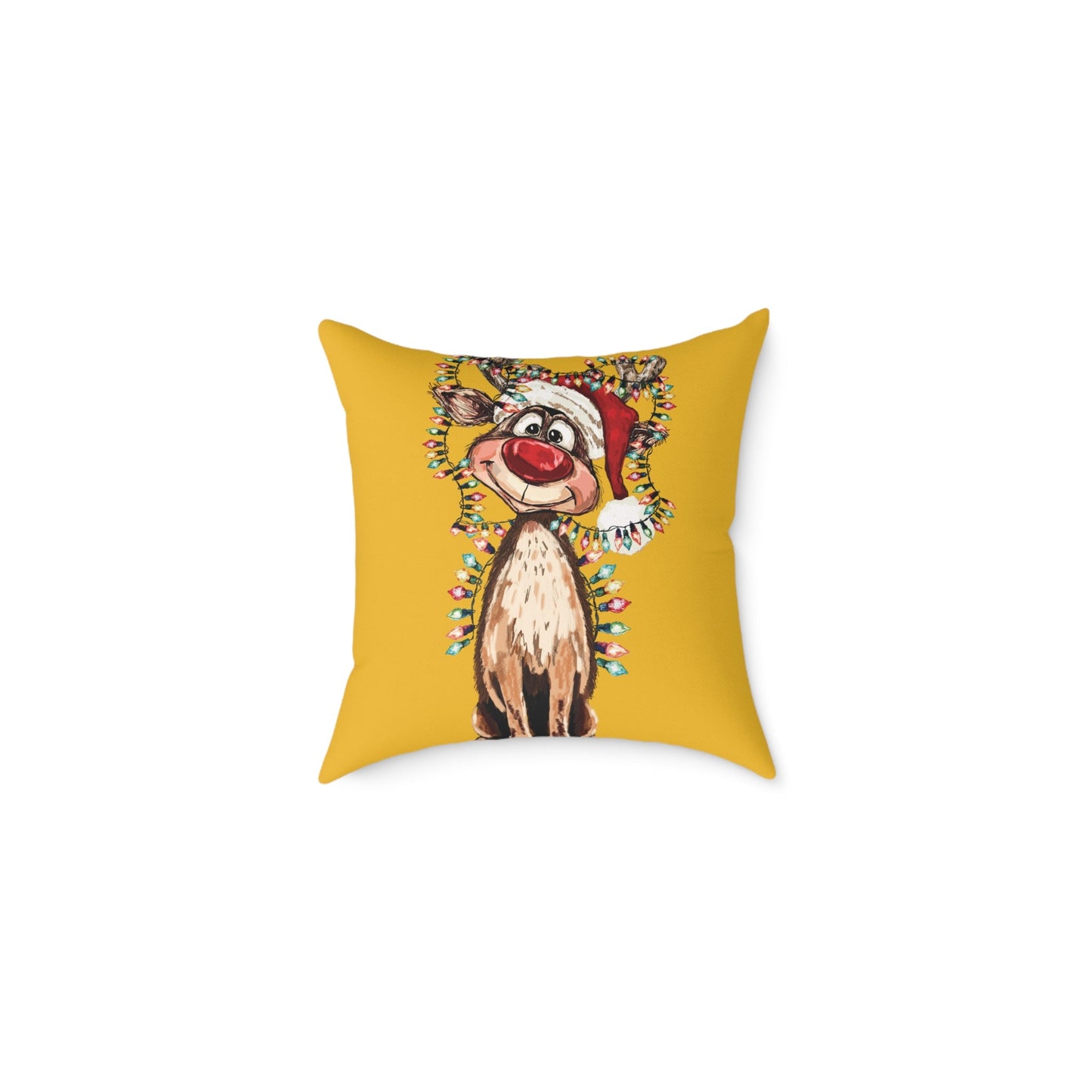 Festive Reindeer Throw Pillow - Christmas Home Decor, Holiday Accents - Blue Cava