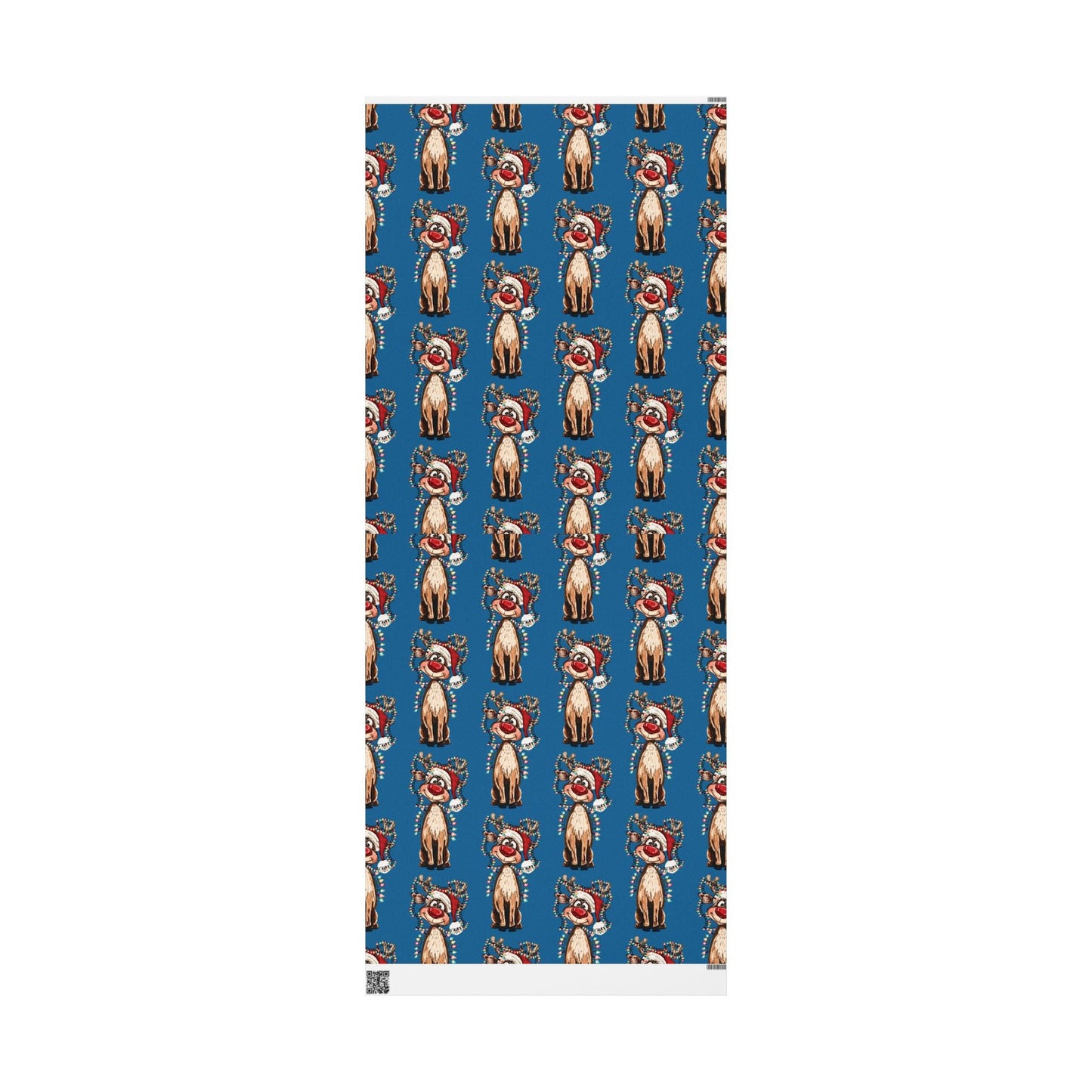 Festive Reindeer Wrapping Paper, Christmas Gift Wrap, Eco - Friendly - Blue Cava