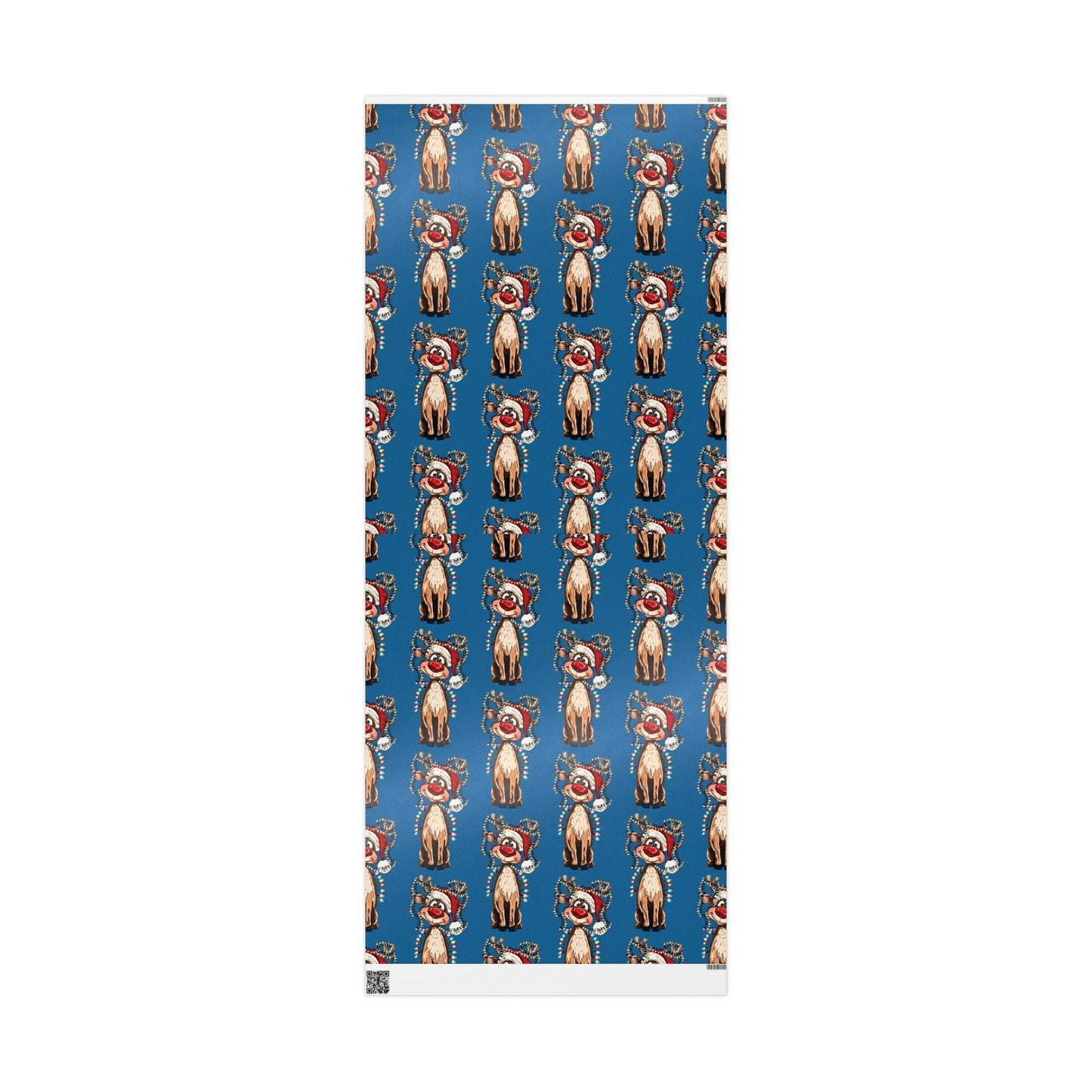 Festive Reindeer Wrapping Paper, Christmas Gift Wrap, Eco - Friendly - Blue Cava