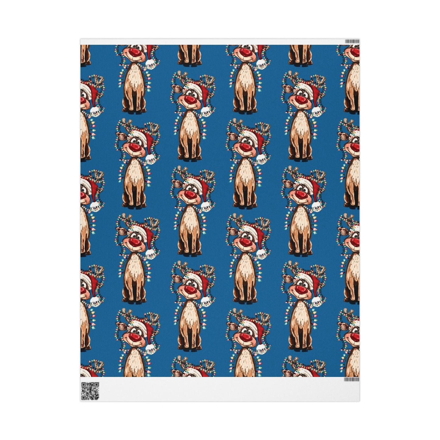 Festive Reindeer Wrapping Paper, Christmas Gift Wrap, Eco - Friendly - Blue Cava