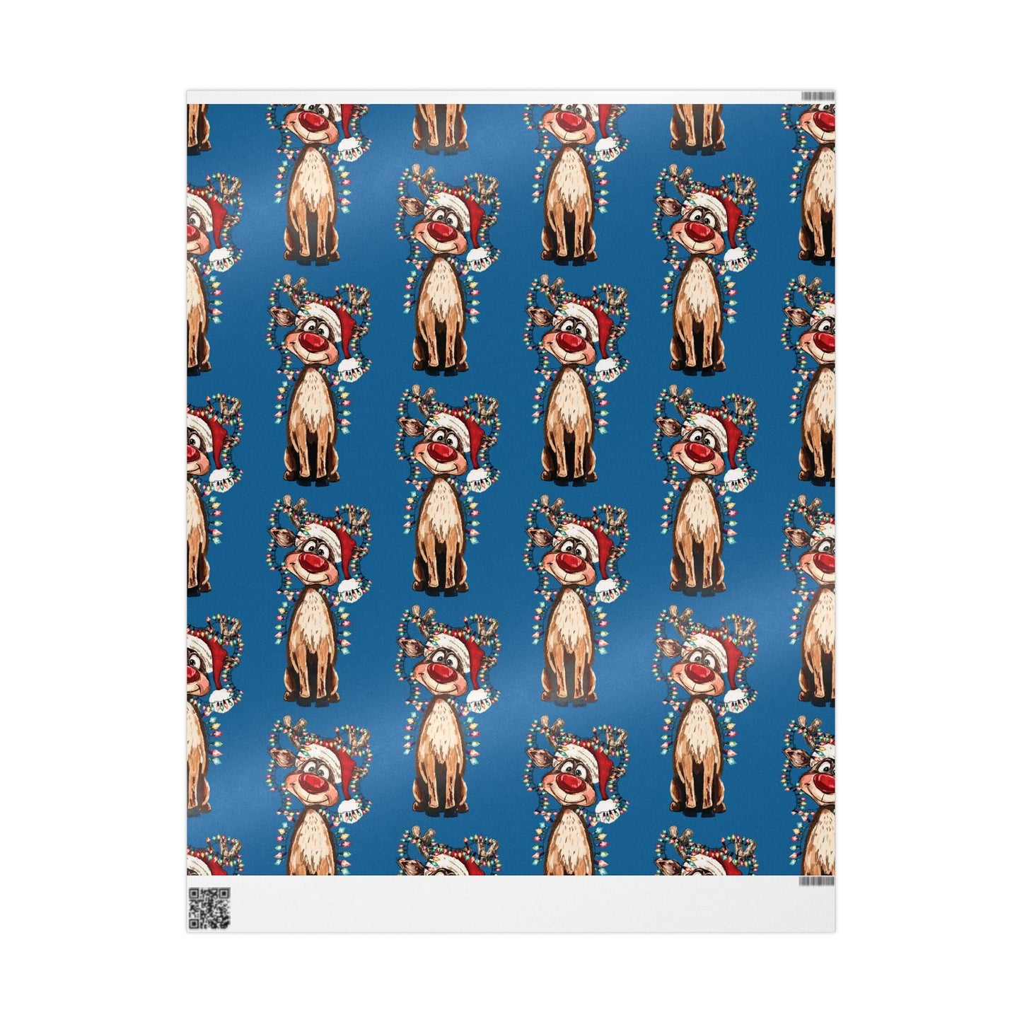 Festive Reindeer Wrapping Paper, Christmas Gift Wrap, Eco - Friendly - Blue Cava