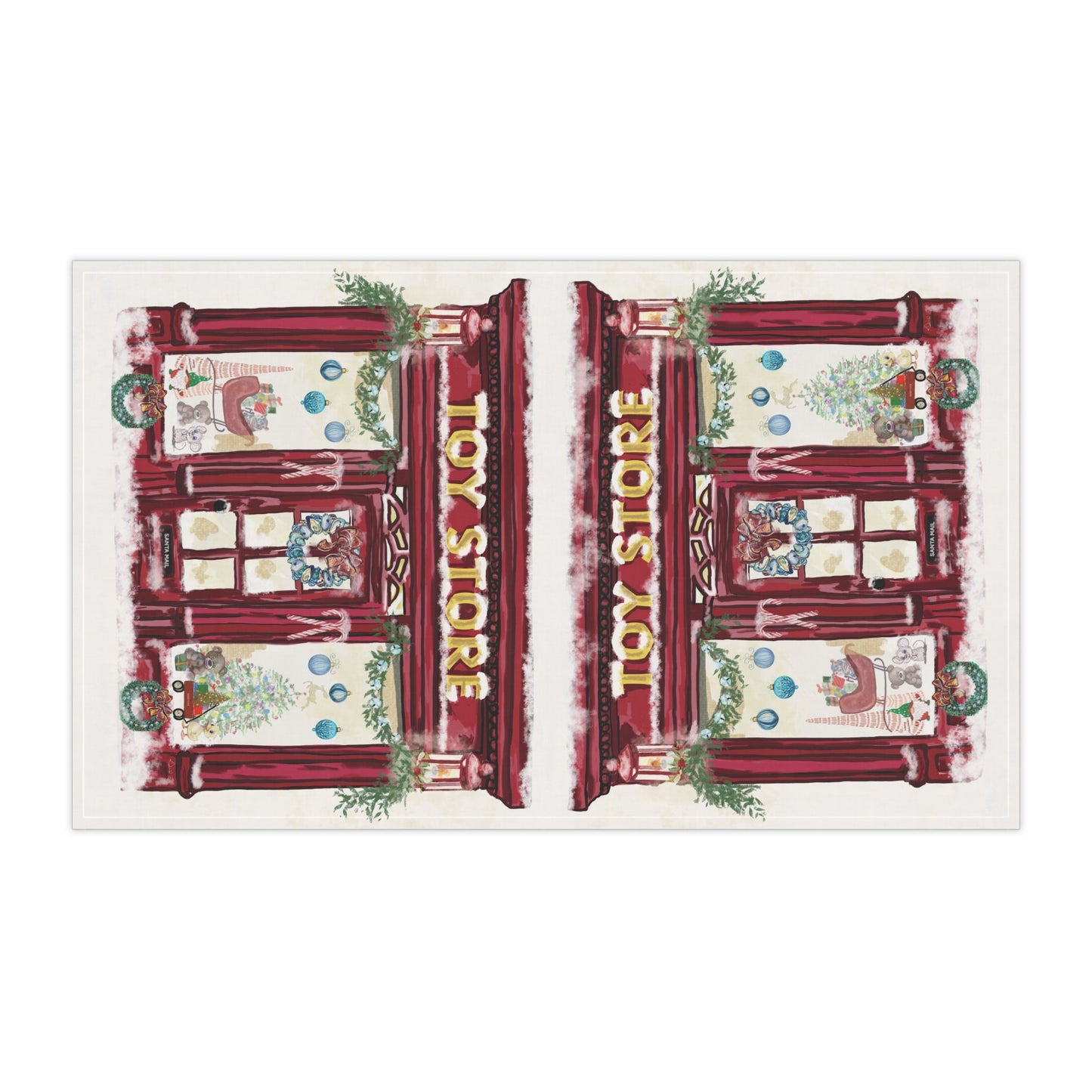 Festive Toy Store Tea Towels | Holiday Kitchen Décor - Blue Cava
