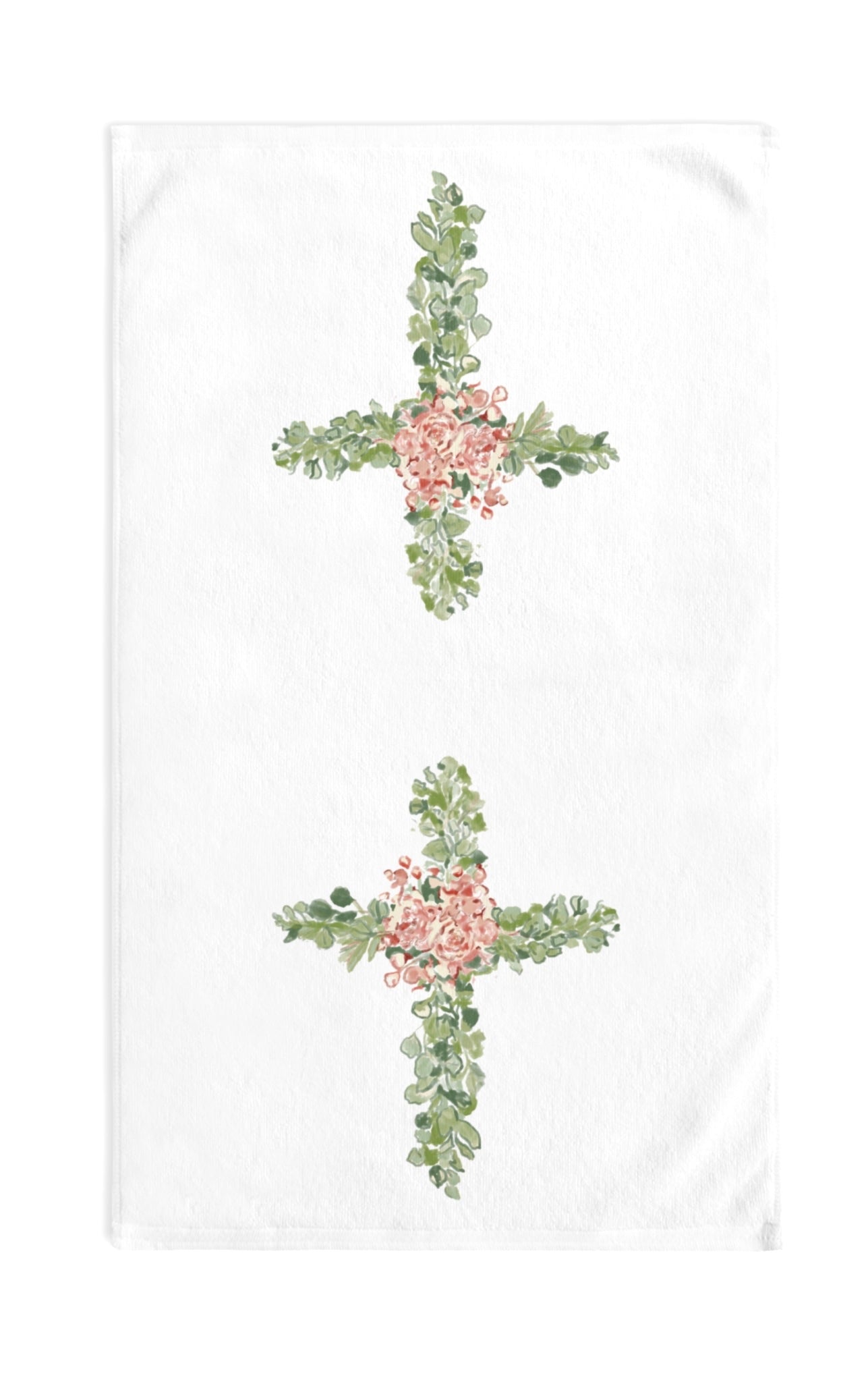 Floral Cross Hand Towel (Poly/Cotton) - Blue Cava