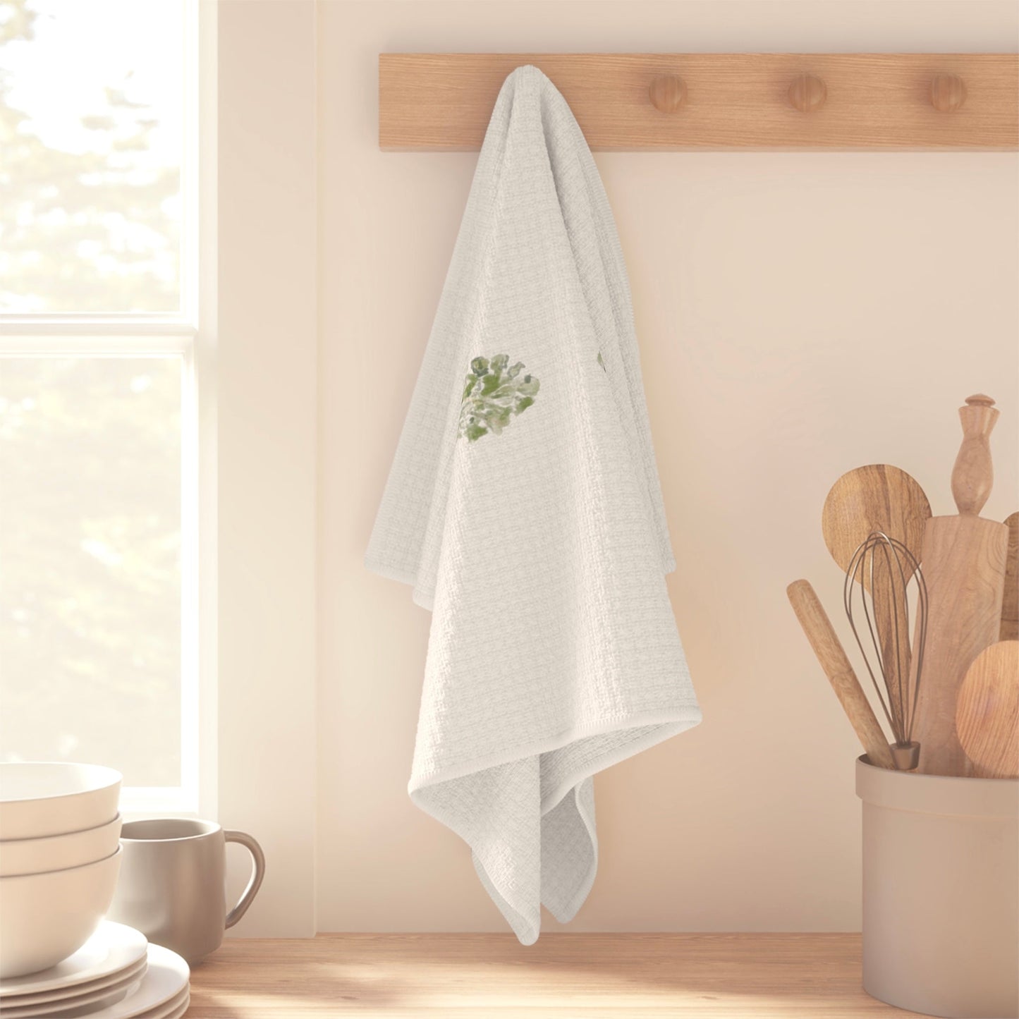 Floral Cross Microfiber Waffle Towel - Blue Cava