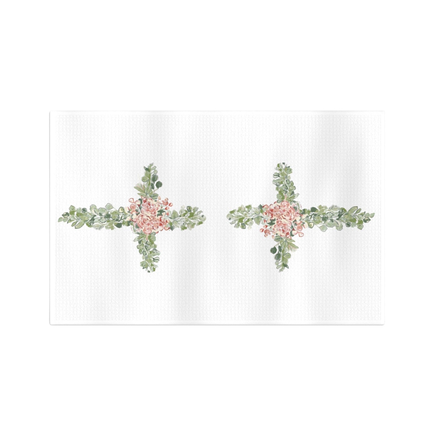 Floral Cross Microfiber Waffle Towel - Blue Cava