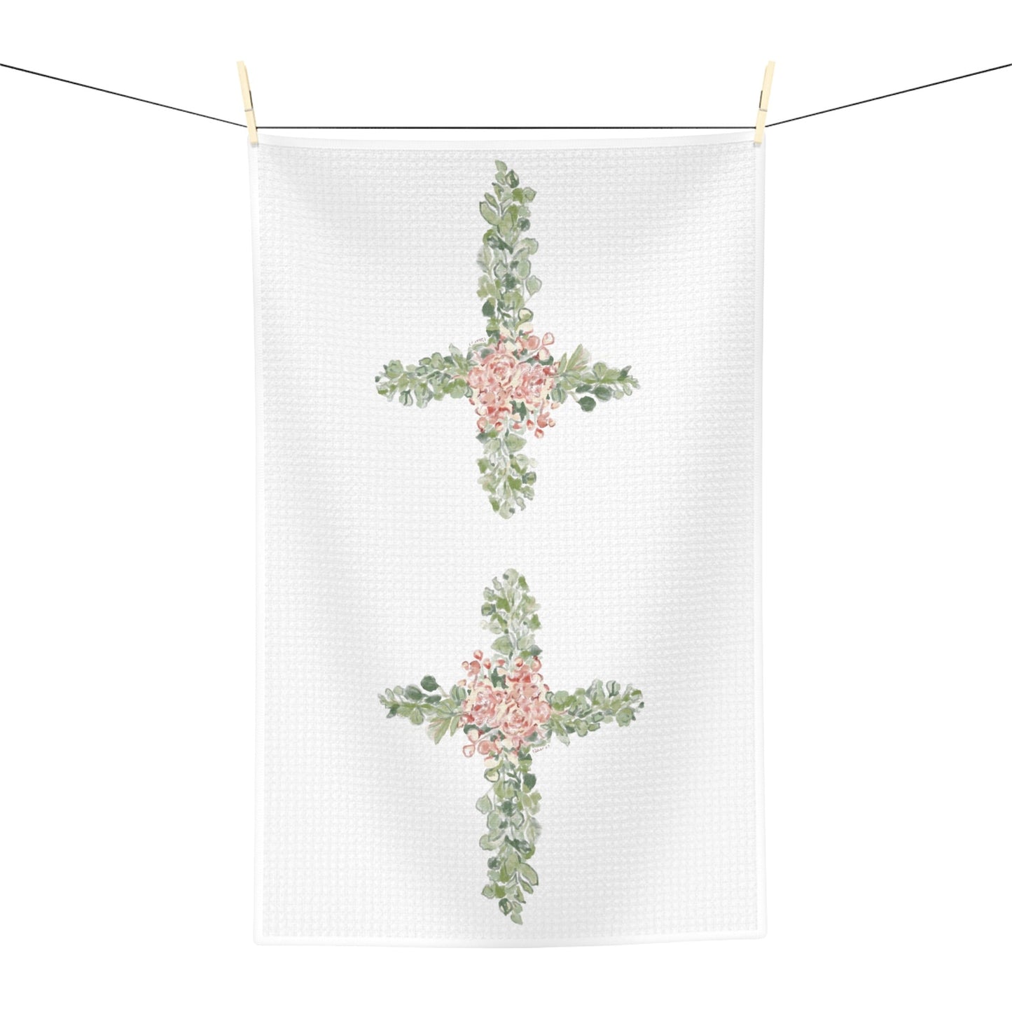 Floral Cross Microfiber Waffle Towel - Blue Cava