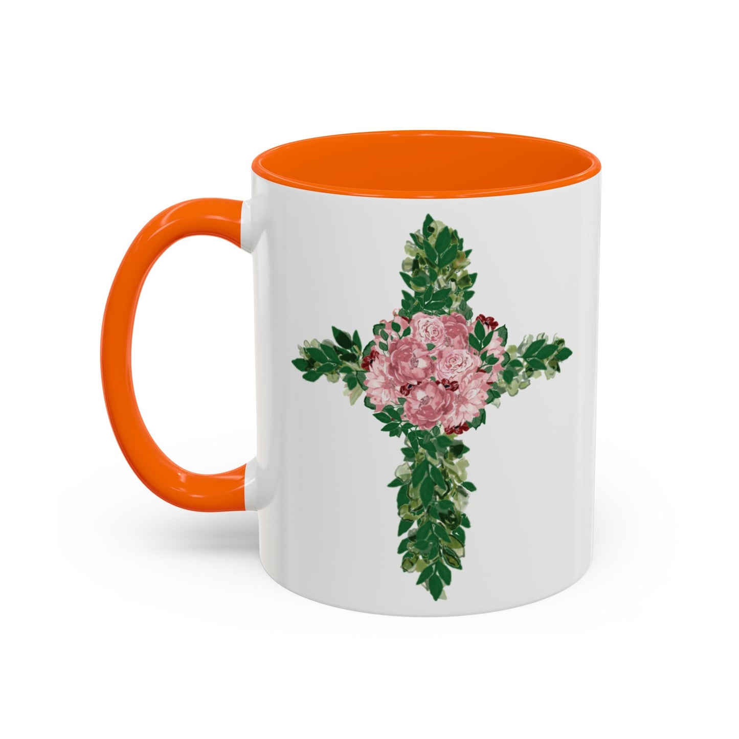 Floral Cross Two Tone Ceramic Mugs, 11oz & 15 oz. - Blue Cava