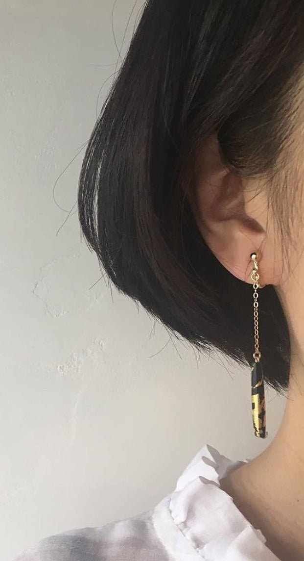 Gold Leaf Earrings - Hook and Luxe - Blue Cava